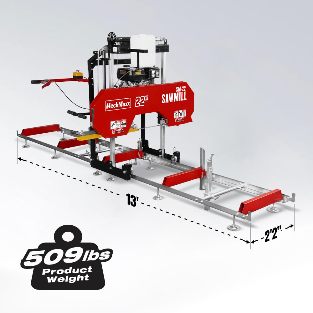 MechMaxx 22" Portable Sawmill, 13' Track Length, 18" Board Width, SM-22