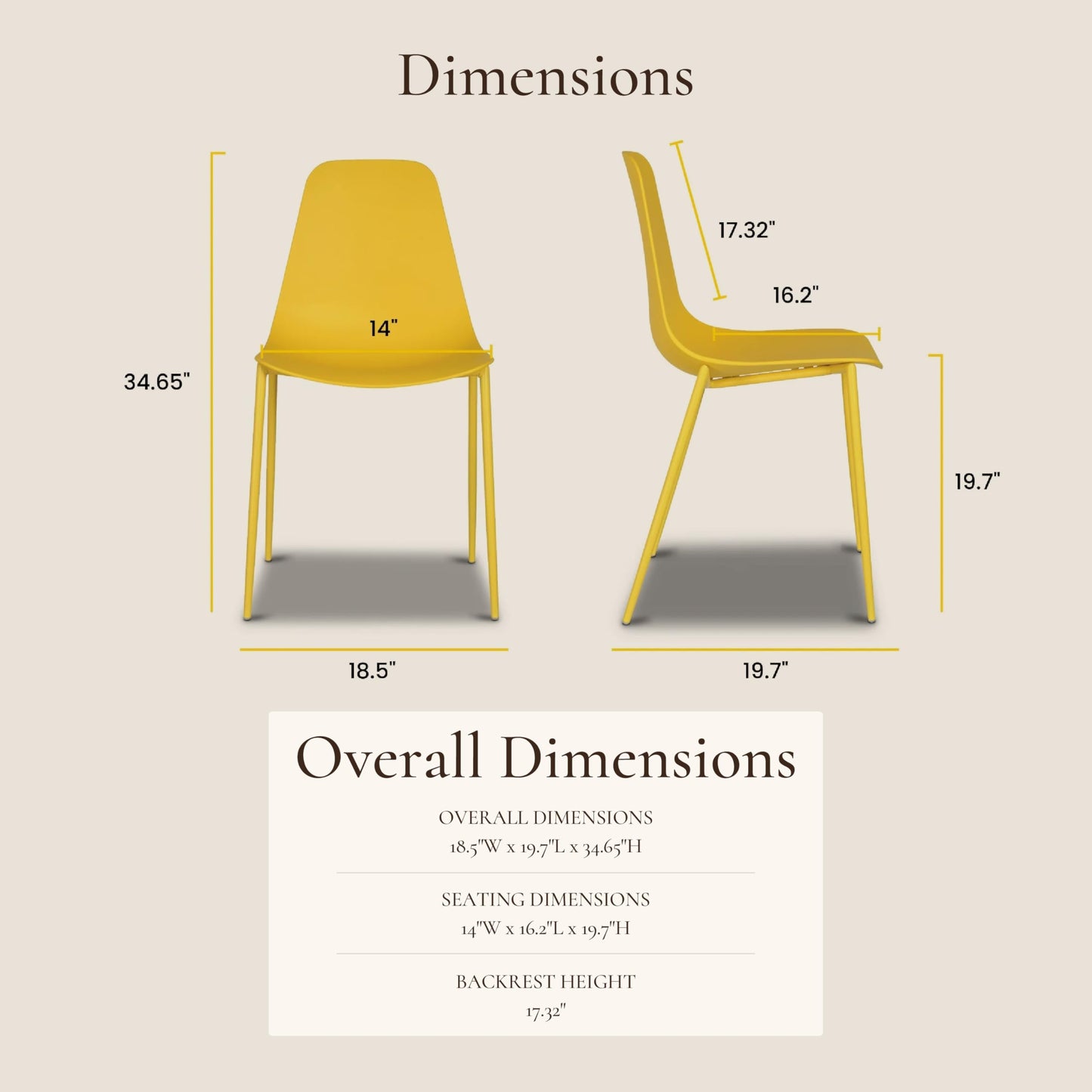 POLY & BARK Isla Modern Dining Chairs Set of 4 – Mid Century Modern Plastic Dining Chair with Metal Legs – Kitchen & Dining Room Chairs – Indoor/Outdoor – White