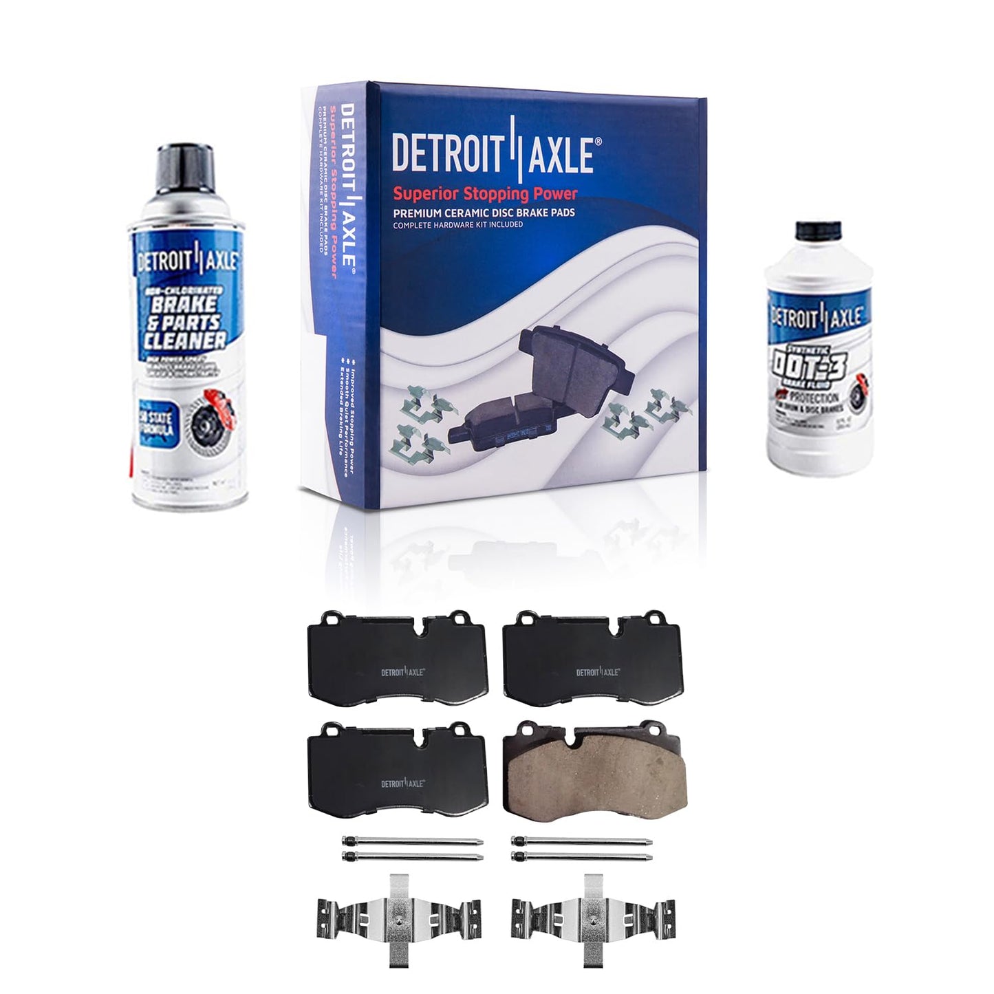 Detroit Axle - 4WD Brake Kit for 2012-2022 Ford F-250 Super Duty 2013-2022 F-350 Super Duty, 14.29" inch Front Rear Drilled Slotted Brake Rotors Ceramic Brakes Pads Replacement