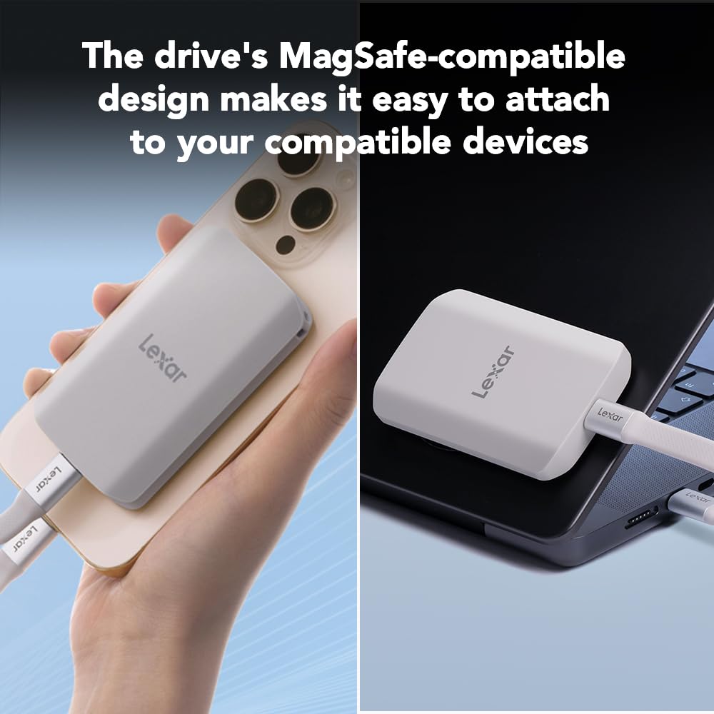 Lexar 2TB ES3 External SSD, Up to 1050MB/s Read, Storage Expansion, Compatible w/USB-C Smartphones, iPhone 15/16, PC, Mac, Tablets, Sleek & Sturdy Design, Silver (LES3XXX002T-RNSAU)