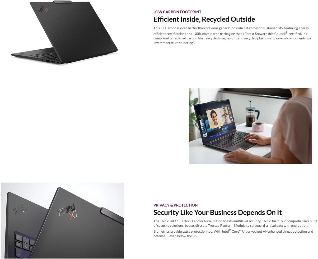 Lenovo Gen 13 ThinkPad X1 Carbon Aura Edition Laptop with Intel Core Ultra 7 258V Processor, 14" 2.8K OLED Non-Touch 120Hz Display, Wi-Fi 7, 32GB RAM, 1TB SSD Gen 5, FHD RGB/IR Cam, Win 11 Pro