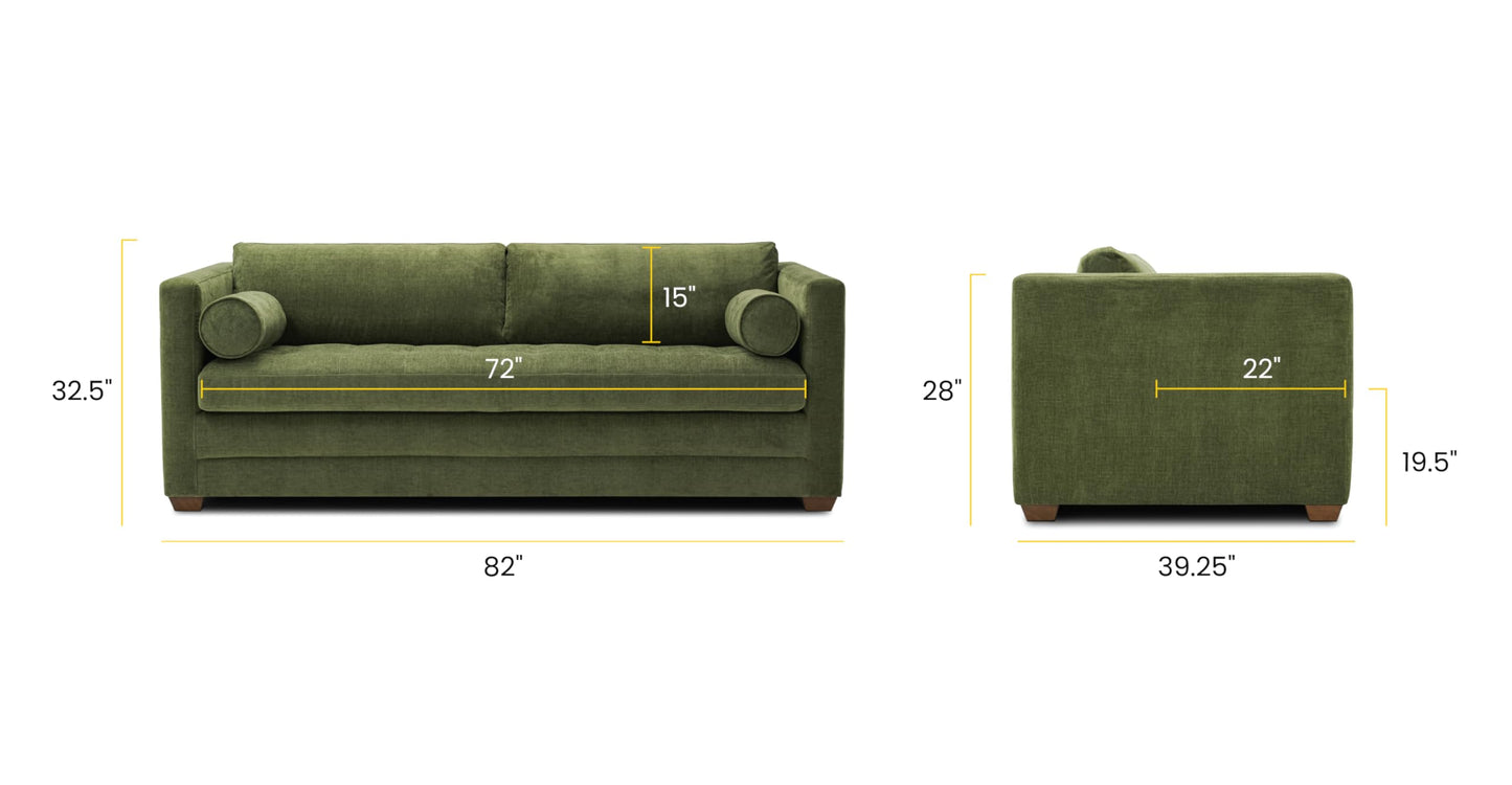 Poly & BARK Napa 88.5" Sofa with Deep Seating, Tailored Upholstered Finish, Clean Modern Lines, and Balanced Proportions for Comfortable and Refined Living Spaces