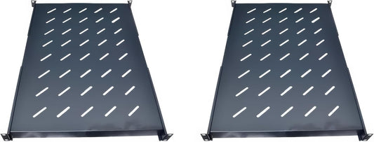 Universal Vented Rack Shelf 2-Pack – 1U Heavy Duty Steel Shelves for 19" Server Racks & Network Cabinets, High-Airflow Fixed Shelves for IT, AV & Network Equipment, Black