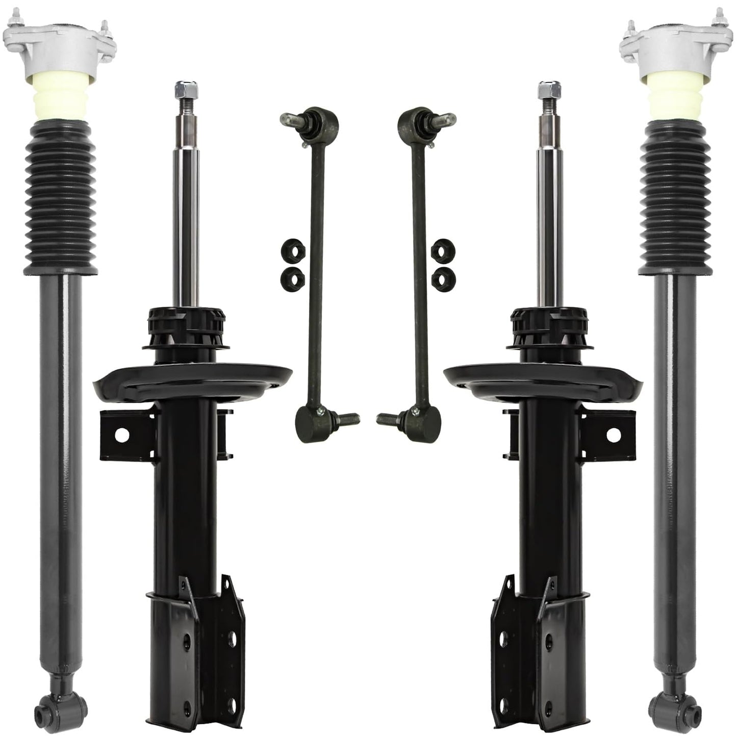 Detroit Axle - Front and Rear Shock Absorbers for 2007-2017 Jeep Wrangler, 2018 Wrangler JK 4 Complete Shock Absorber Assembly 2008 2009 2010 2011 2012 2013 2014 2015 2016 Replacement