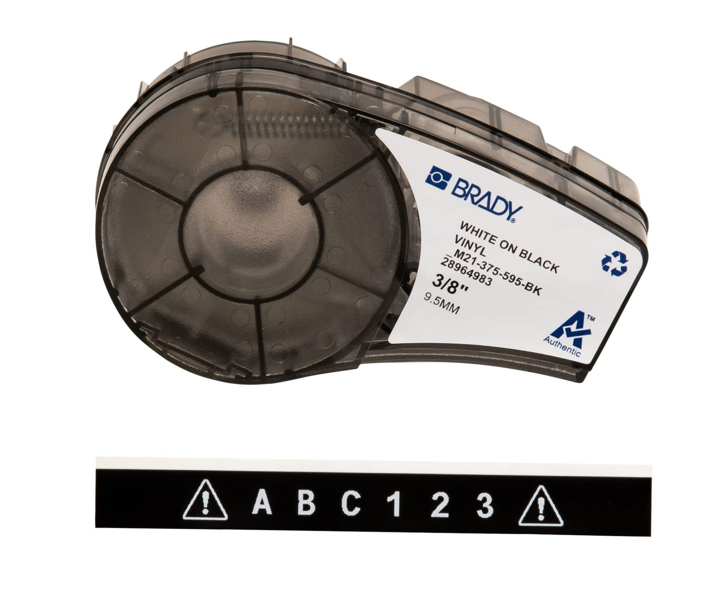 Brady Authentic (M21-750-595-WT) All-Weather Vinyl Label for Indoor/Outdoor ID, Lab and Equipment Labeling, Black on White- For M210, M210-LAB, M211, BMP21-PLUS and BMP21-LAB Printers, .75" W 21' L