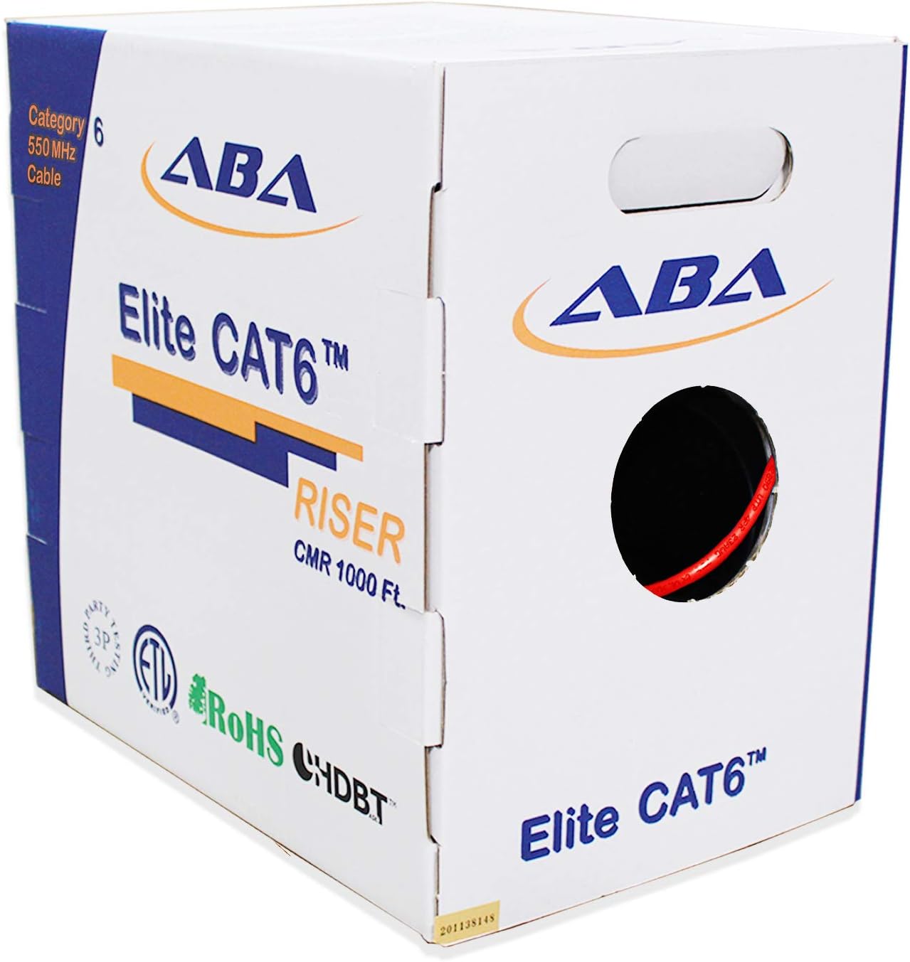Infinity Cable Products Cat6 Riser (CMR) Ethernet Cable 1000ft Red 23AWG UTP 550MHz UL Certified Easy Pull Reelex II Box