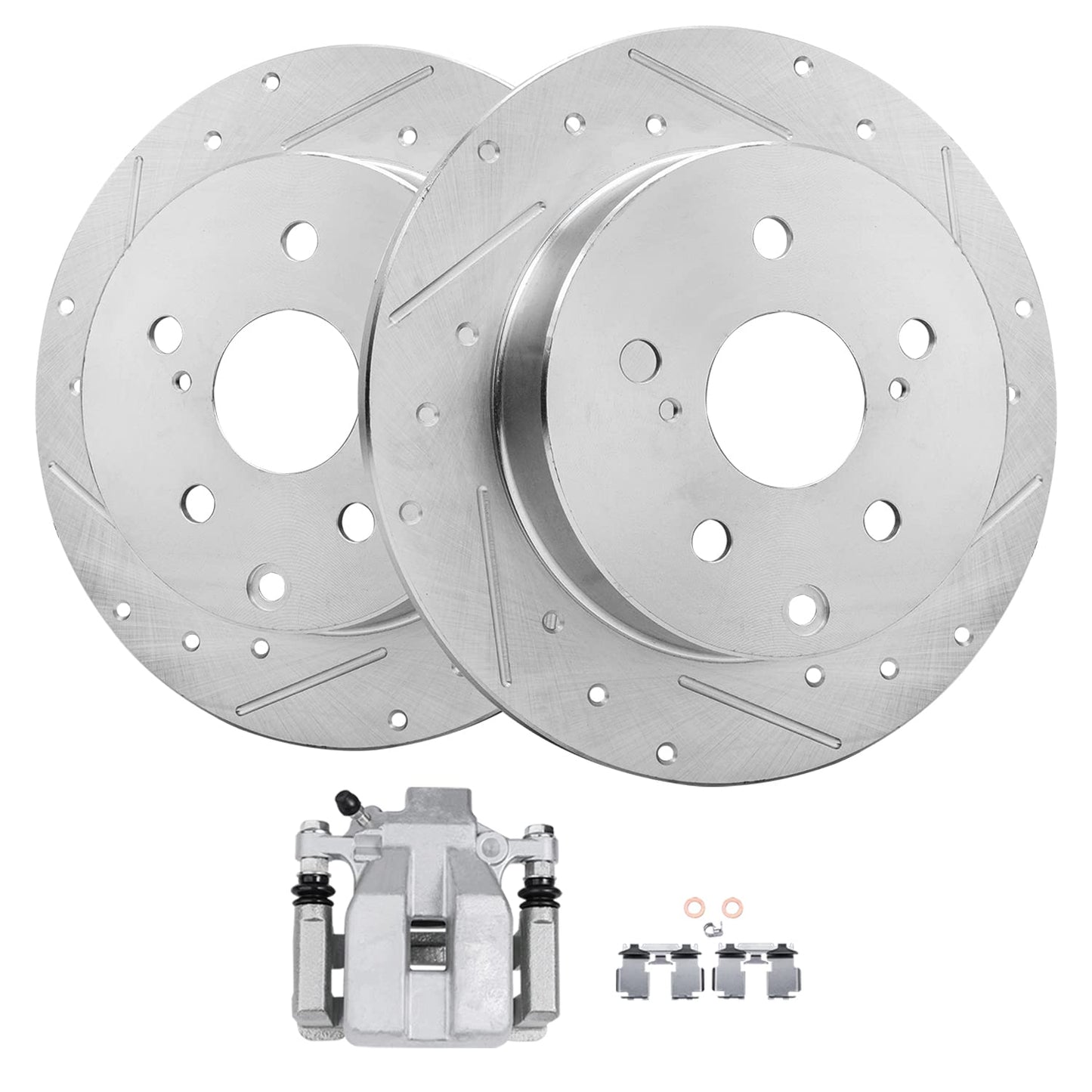 Detroit Axle - Front Brake Kit for Chevy Impala Malibu Equinox GMC Terrain Buick LaCrosse Regal Allure Saab 9-5 Drilled Slotted Disc Brake Rotors Ceramic Brakes Pads Replacement : 12.64'' inch Rotor