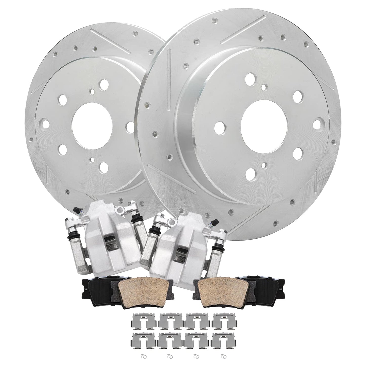 Detroit Axle - Rear Brake Kit for 1999-2006 Chevy GMC Sierra Silverado 1500, 00-01 Tahoe Yukon, 03-05 Astro Safari Replacement Drilled Slotted Disc Brake Rotors Ceramic Brakes Pads: 12.78" inch Rotor