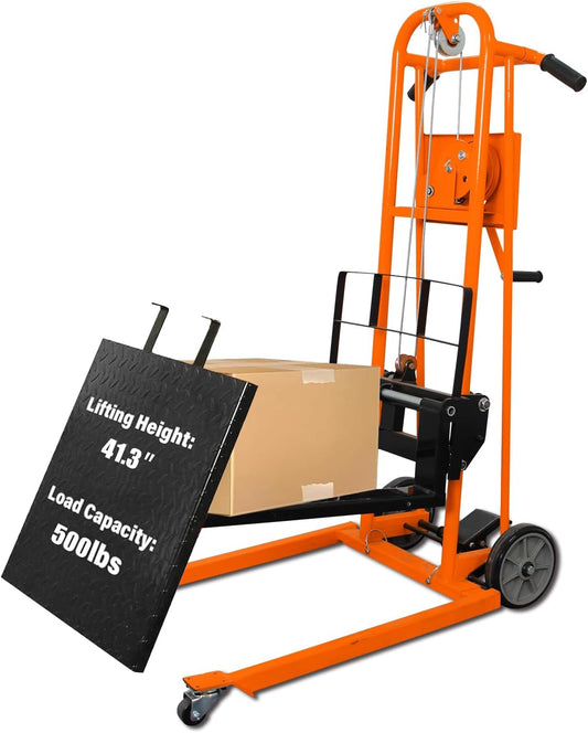 Tory Carrier Material Lift Winch Stacker, 550 lbs Capacity Pallet Stacker
