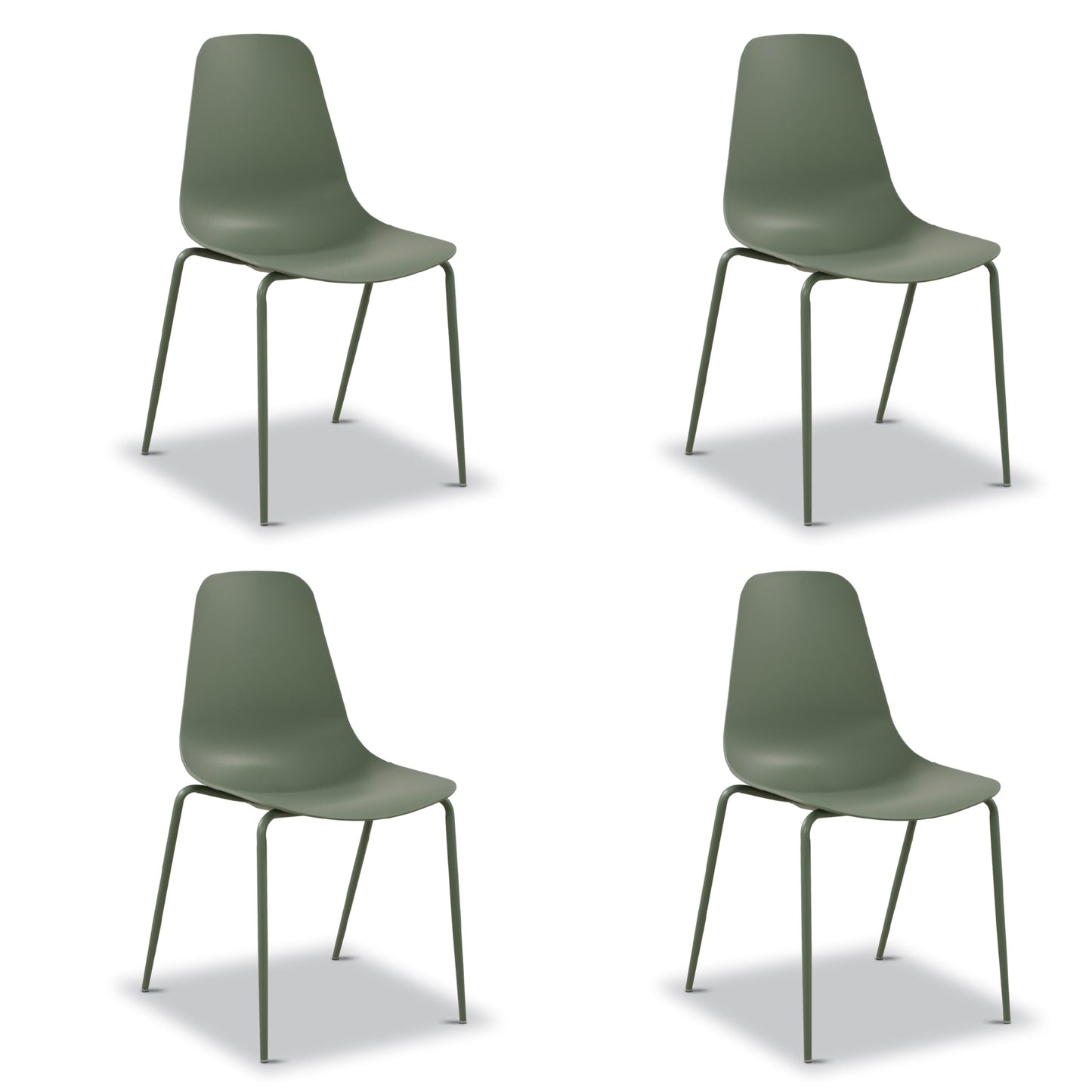 POLY & BARK Isla Modern Dining Chairs Set of 4 – Mid Century Modern Plastic Dining Chair with Metal Legs – Kitchen & Dining Room Chairs – Indoor/Outdoor – White