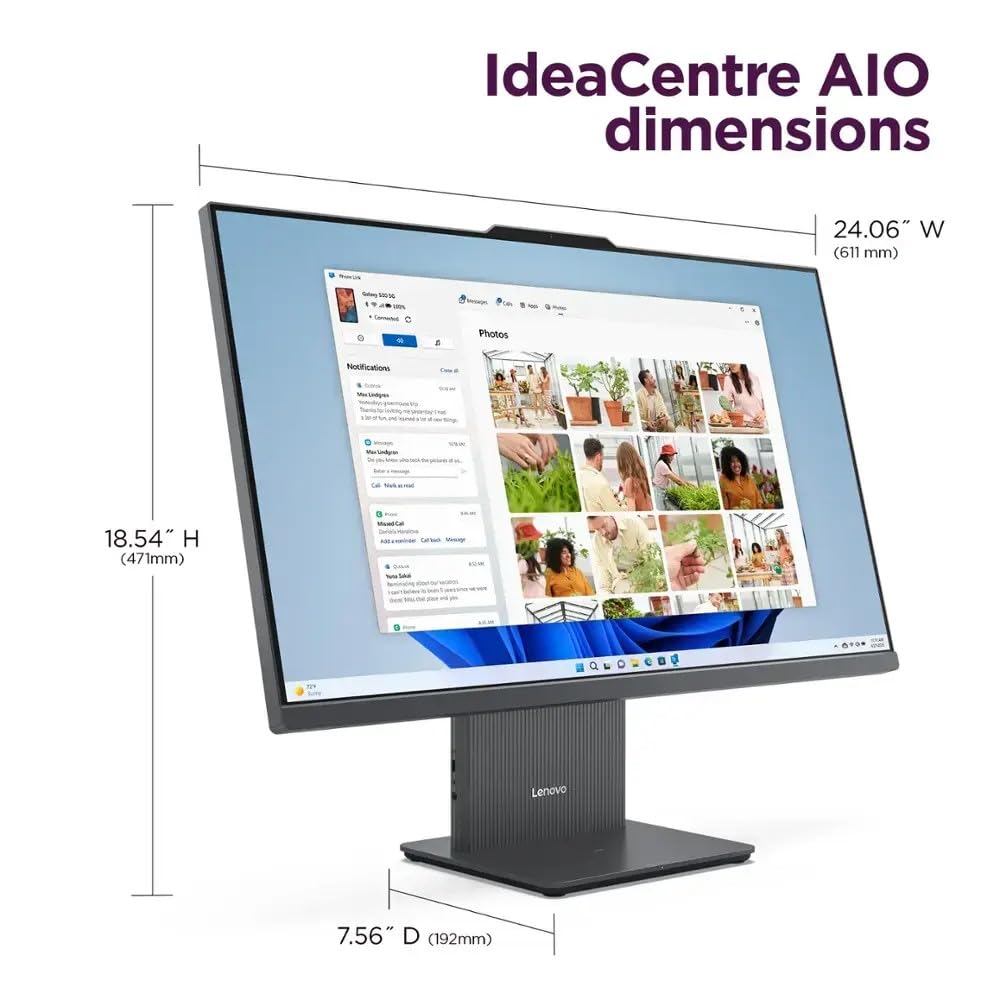 Lenovo IdeaCentre All-in-One Desktop Computer, 24" FHD Display, 6-core AMD Ryzen 5 7535HS, 16GB DDR5, 512GB SSD, Wi-Fi 6, HDMI in&Out, Wireless KB&Mouse, Windows 11 Home