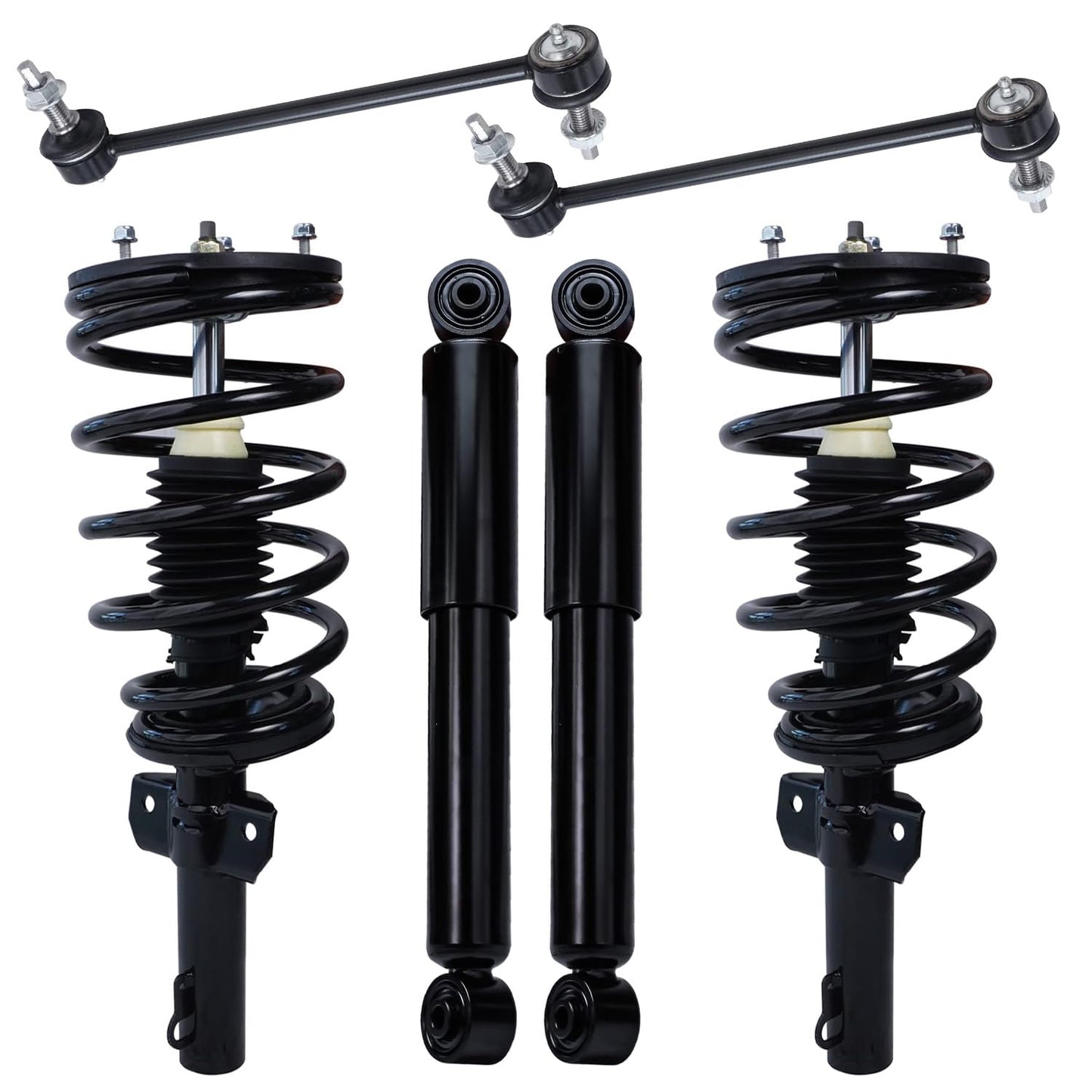 Detroit Axle - 6pc Struts Shocks Kit for 2014-2018 Chevy Silverado 1500 GMC Sierra 1500, 2 Front Struts w/Coil Springs 2 Sway Bars 2 Rear Shock Absorbers 2015 2016 2017 Replacement Suspension
