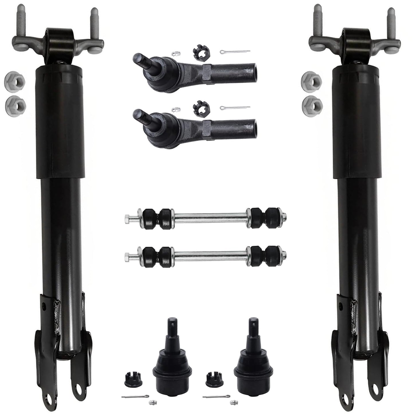 Detroit Axle - Front and Rear Shock Absorbers for 2007-2017 Jeep Wrangler, 2018 Wrangler JK 4 Complete Shock Absorber Assembly 2008 2009 2010 2011 2012 2013 2014 2015 2016 Replacement