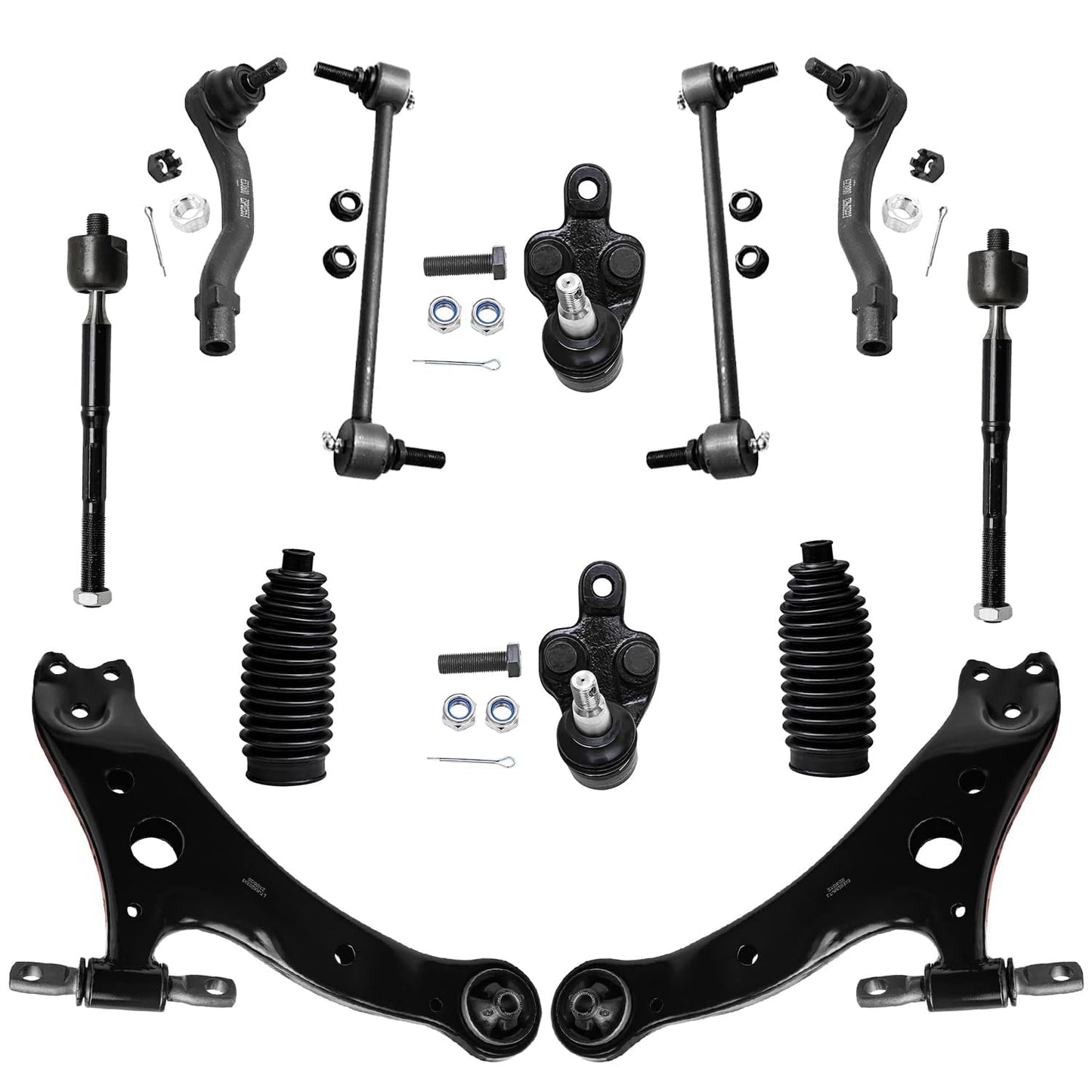 Detroit Axle - 12pc Front End Kit for 07-13 Chevy Silverado 1500 GMC Sierra | Suburban Yukon XL 1500 Tahoe Escalade ESV EXT, 2 Upper Control Arms 2 Sway Bars 4 Tie Rods 2 Lower Ball Joints 2 Boots