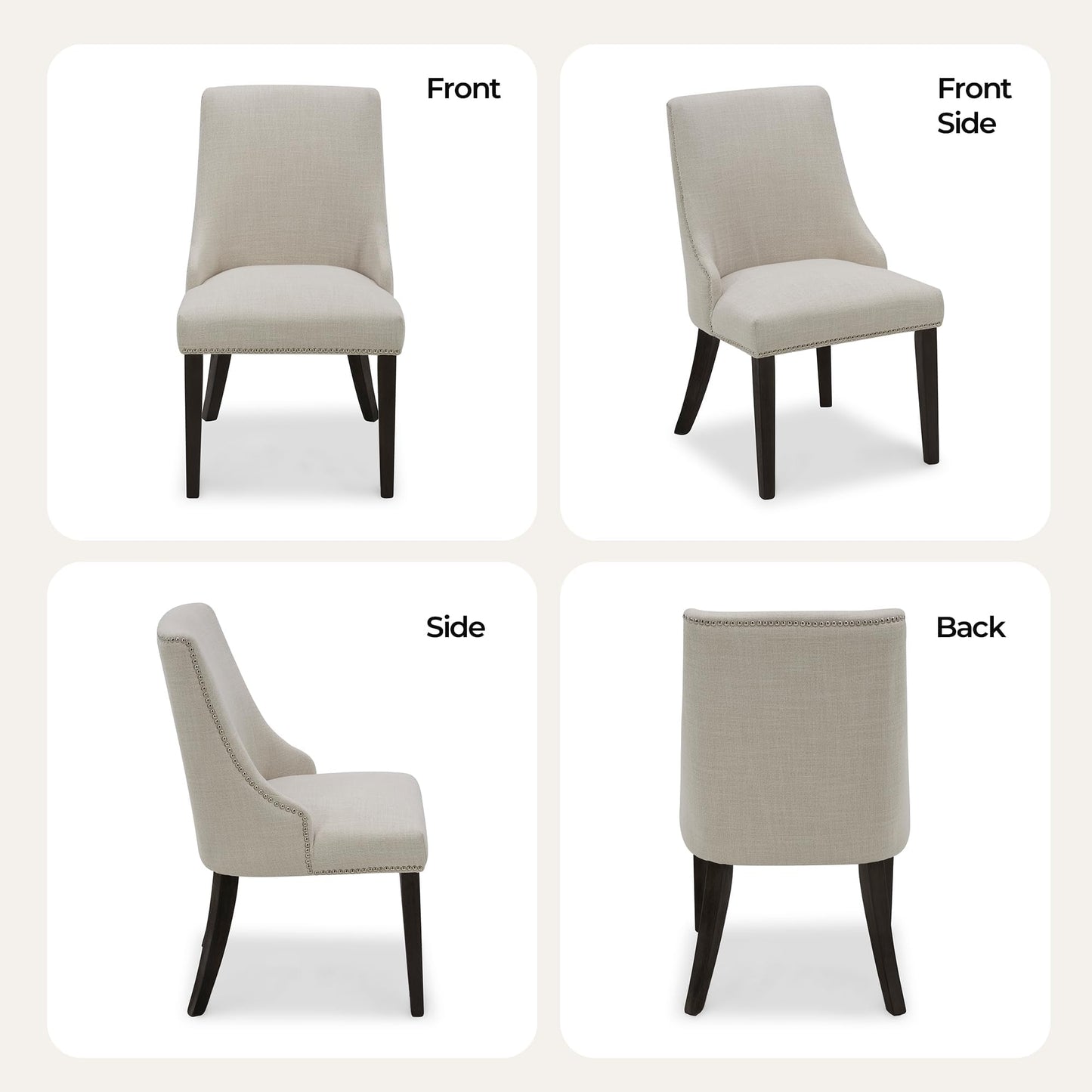 CHITA Modern High Back Dining Room Chairs Set of 2, Farmhouse Upholstered Dining Chairs, Fabric in Linen