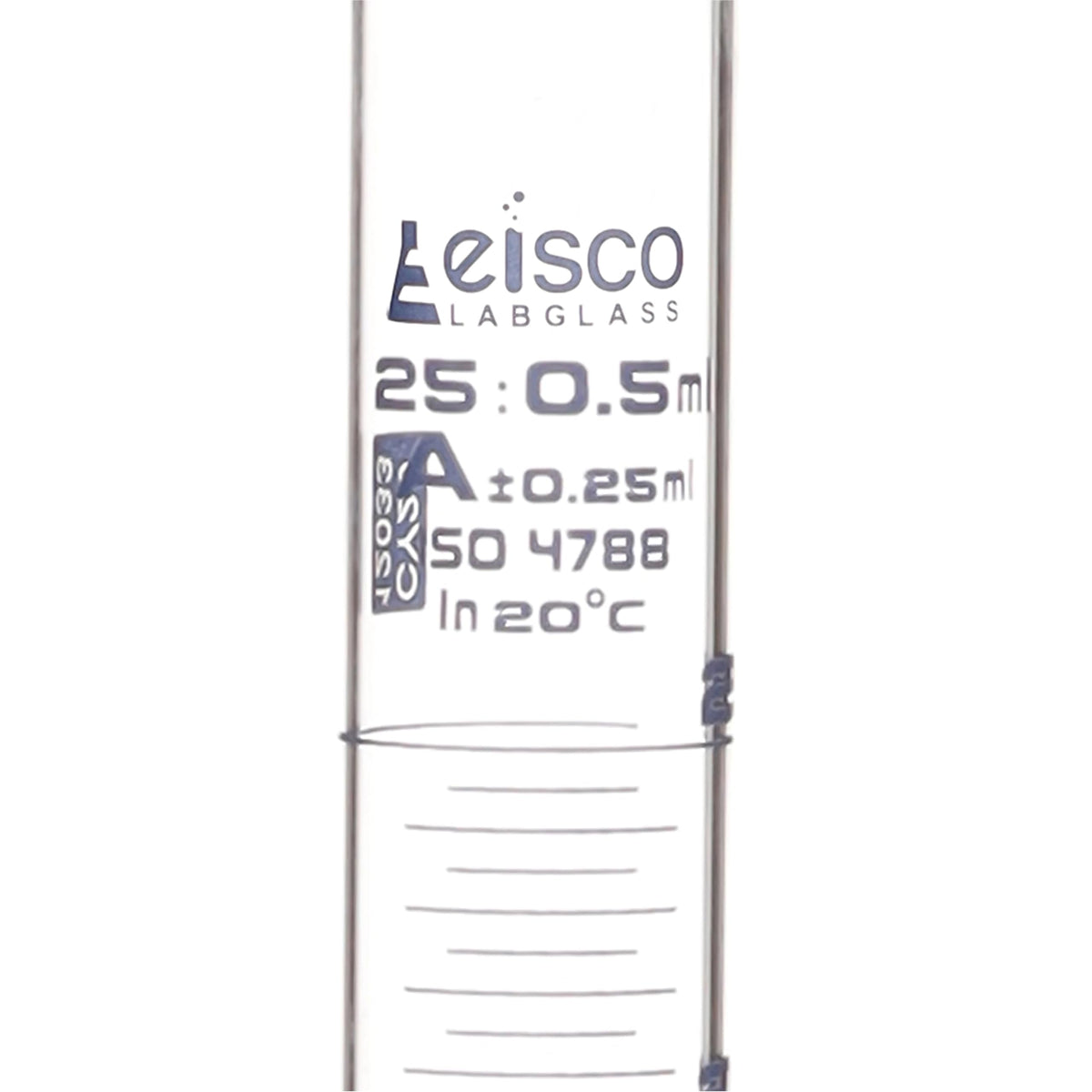 Graduated Cylinder, 100ml - Class A Tolerance ±0.50ml - Round Base - Blue Graduations - Borosilicate 3.3 Glass - Eisco Labs
