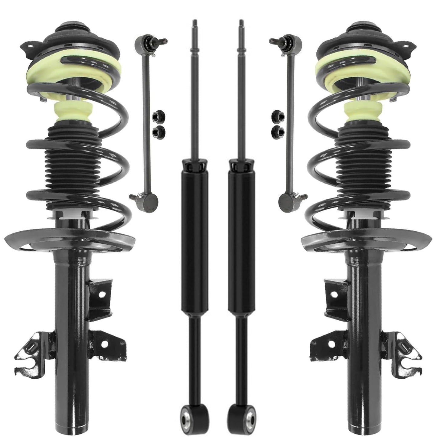 Detroit Axle - 6pc Struts Shocks Kit for 2014-2018 Chevy Silverado 1500 GMC Sierra 1500, 2 Front Struts w/Coil Springs 2 Sway Bars 2 Rear Shock Absorbers 2015 2016 2017 Replacement Suspension