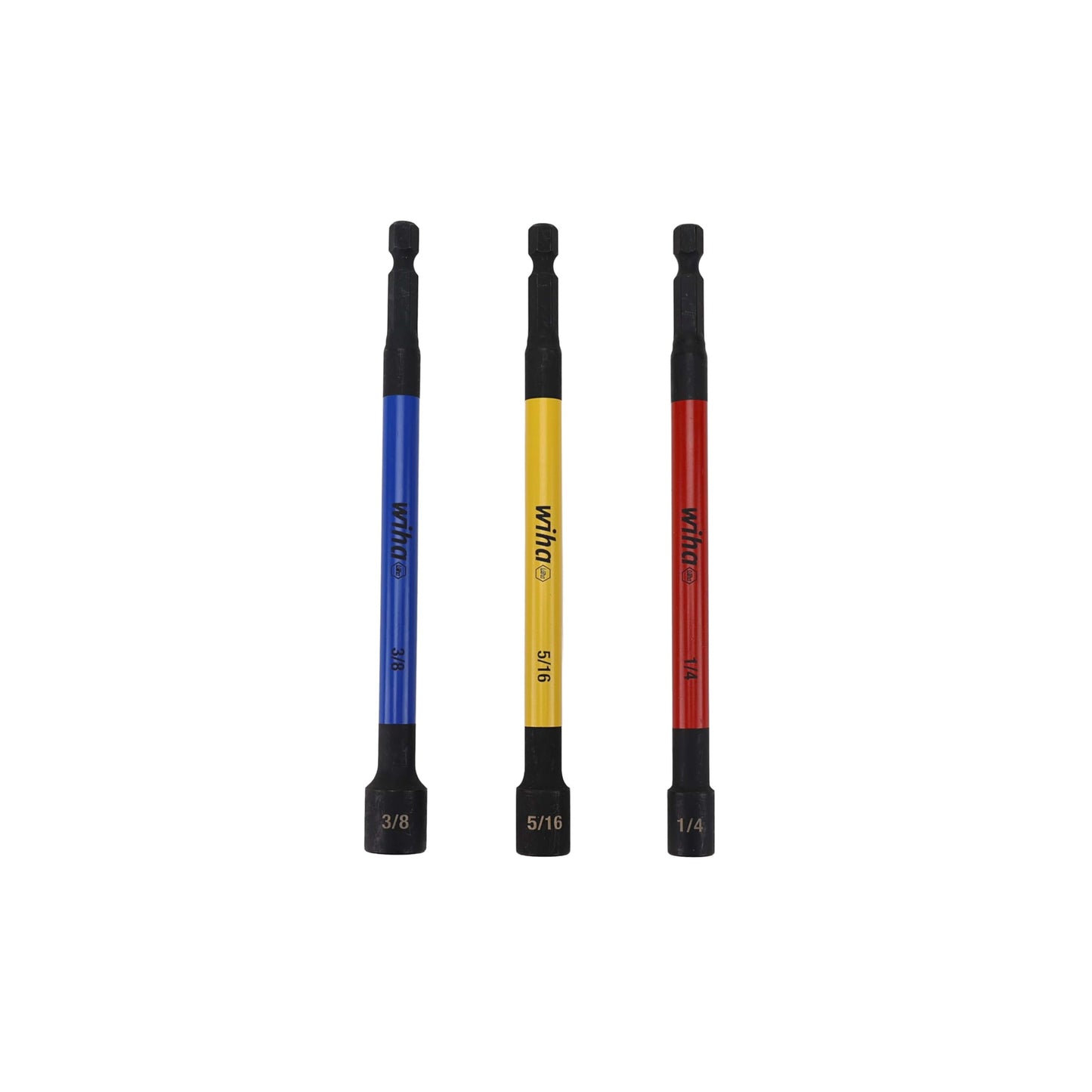 Wiha 70486 Magnetic Nut Setter Set, 6 Piece SAE, Color Coded, 1/4-Inch Hex Drive, Impact Rated