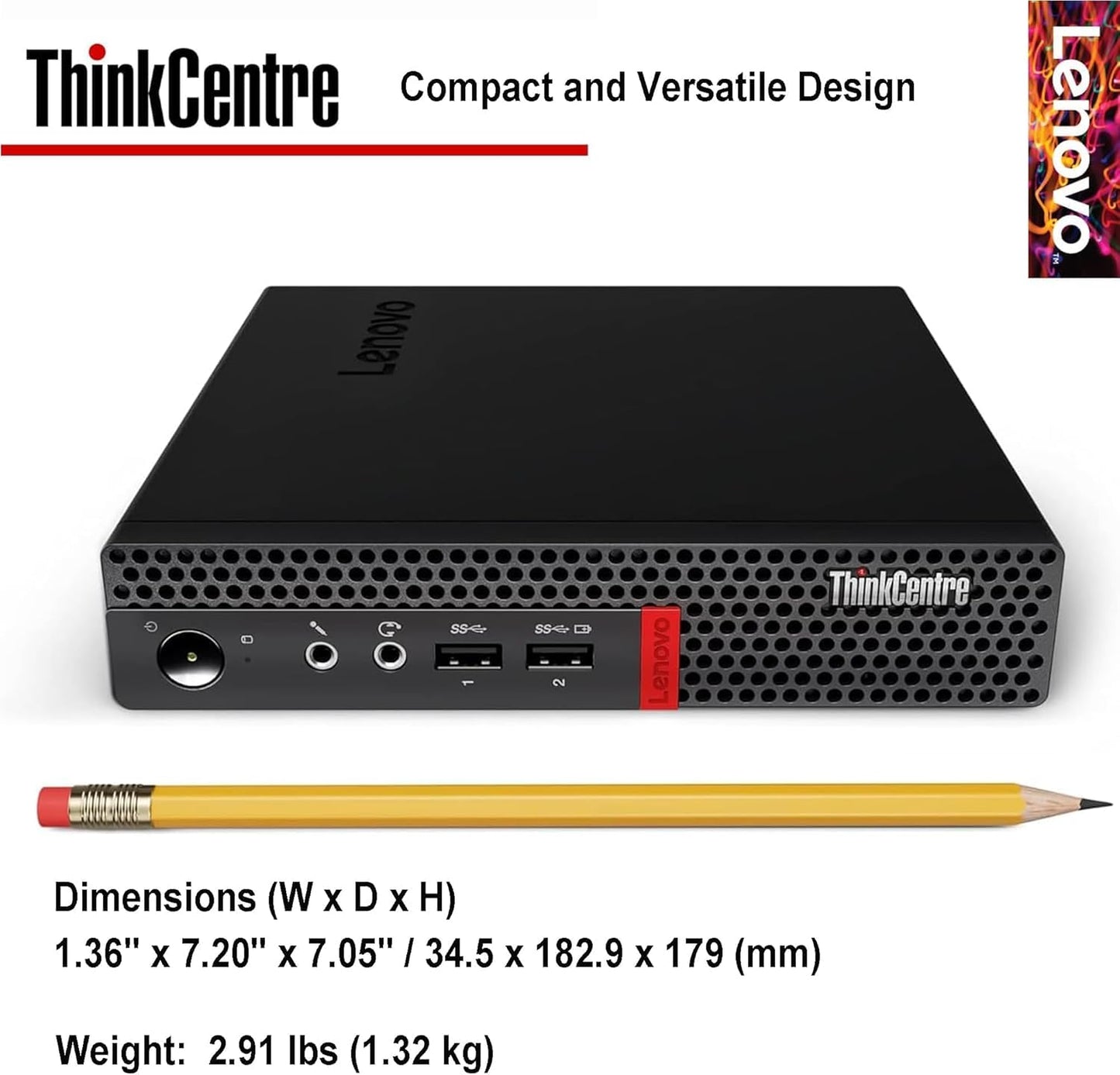 Lenovo ThinkCentre Micro Desktop, 16GB RAM, 1TB SSD Drive, AMD Processor & Graphics, Dual-Display Support, Wi-Fi, Bluetooth, USB, RJ-45, Home-Friendly, Business-Grade, Windows 11 Pro
