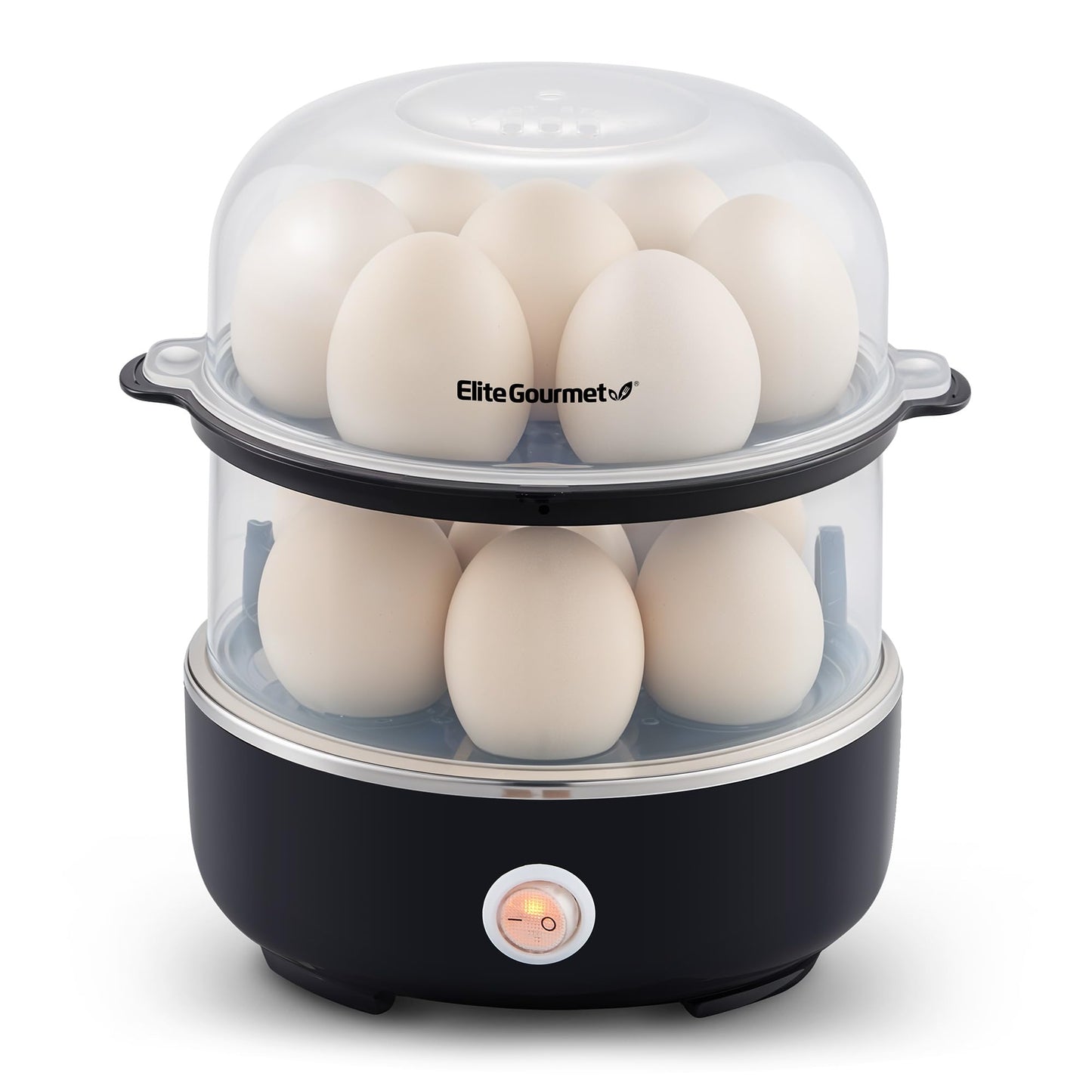 Elite Gourmet EGC115B Easy Egg Cooker Electric 7-Egg Capacity, Soft, Medium, Hard-Boiled Egg Cooker with Auto Shut-Off, Measuring Cup Included, BPA Free, Classic Black