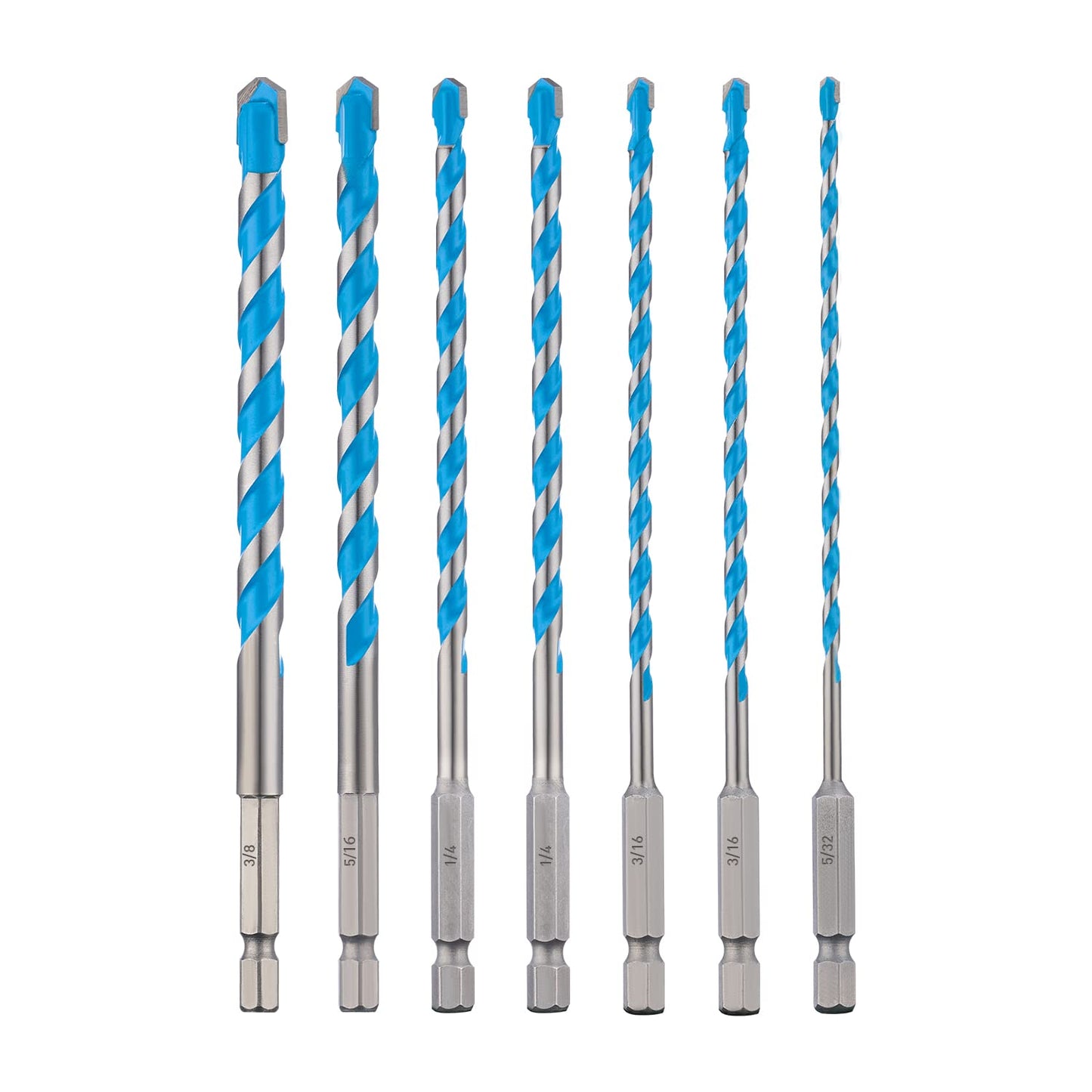 toolant 3/16" Concrete Drill Bit Set & Masonry Drill Bit Set, Shockproof Hex Shank Hammer Drill Bit Set for Glass/Brick/Plastic/Cement/Tile, Industrial Strength Carbide Drill Bit Tip 1/4" Box of 10