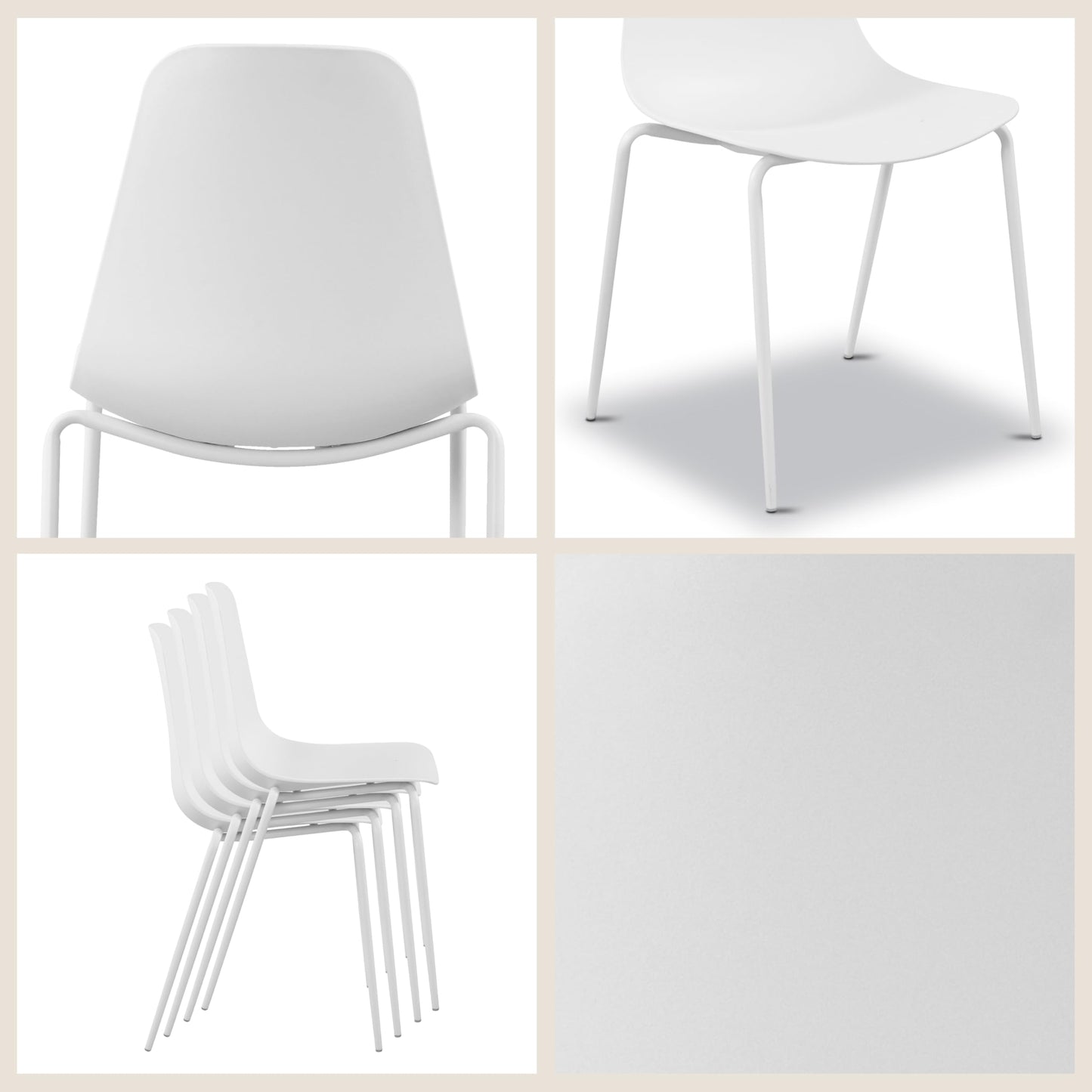 POLY & BARK Isla Modern Dining Chairs Set of 4 – Mid Century Modern Plastic Dining Chair with Metal Legs – Kitchen & Dining Room Chairs – Indoor/Outdoor – White