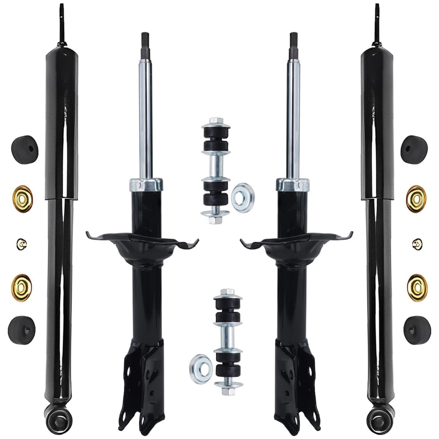 Detroit Axle - Front and Rear Shock Absorbers for 2007-2017 Jeep Wrangler, 2018 Wrangler JK 4 Complete Shock Absorber Assembly 2008 2009 2010 2011 2012 2013 2014 2015 2016 Replacement