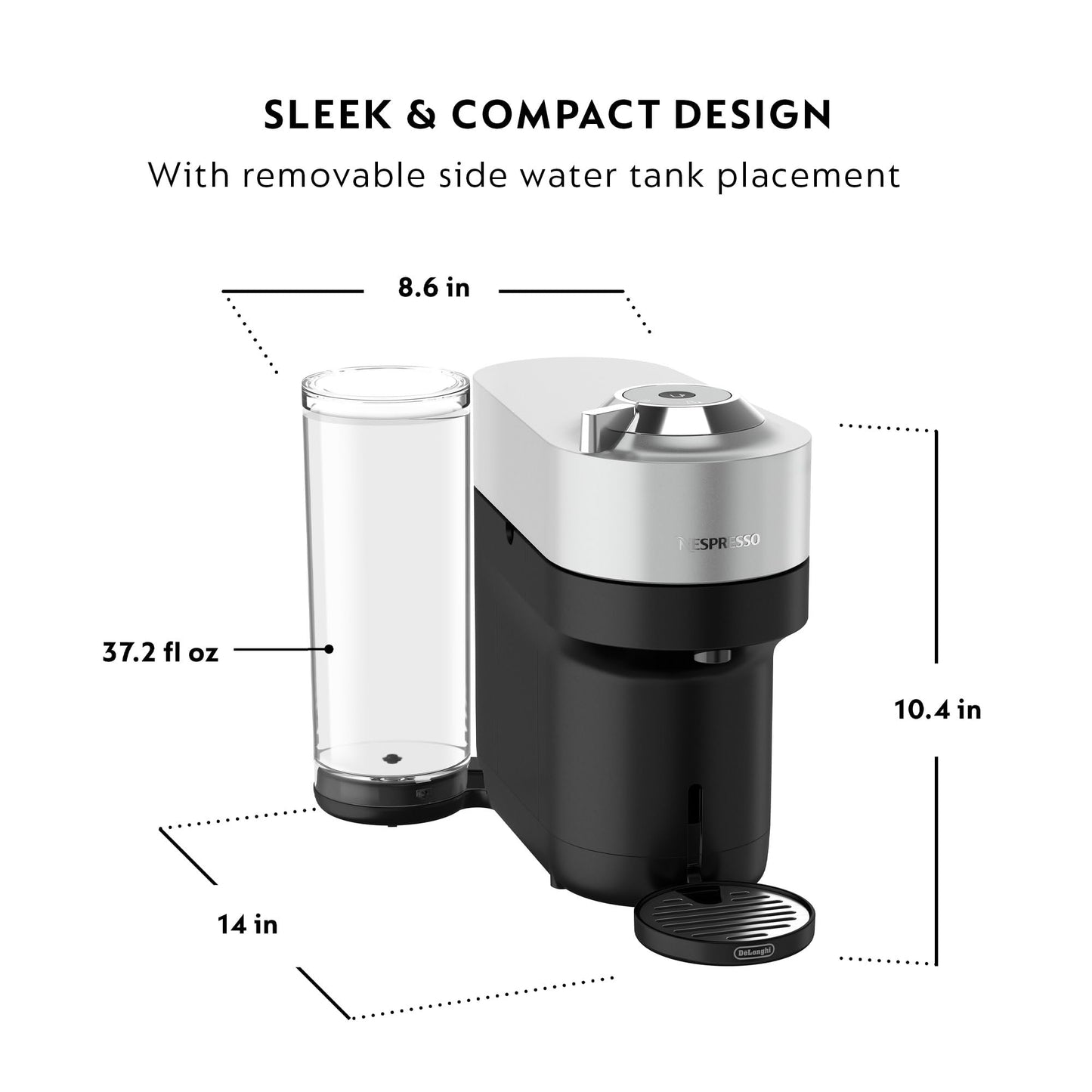 Nespresso Vertuo Pop+ Deluxe Coffee and Espresso Maker by De'Longhi, Black Matte Dark Chrome