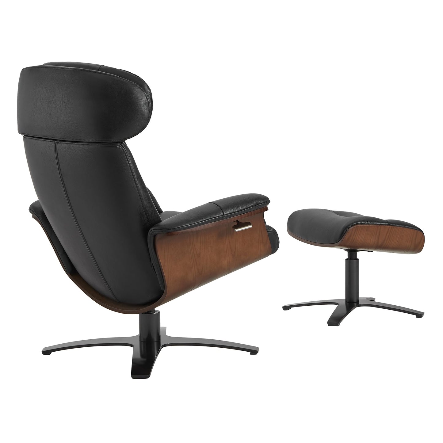 CHITA Genuine Leather Reclining Swivel Chair with Adjustable Headrest and Ottoman for Living Room, Office, Saddle