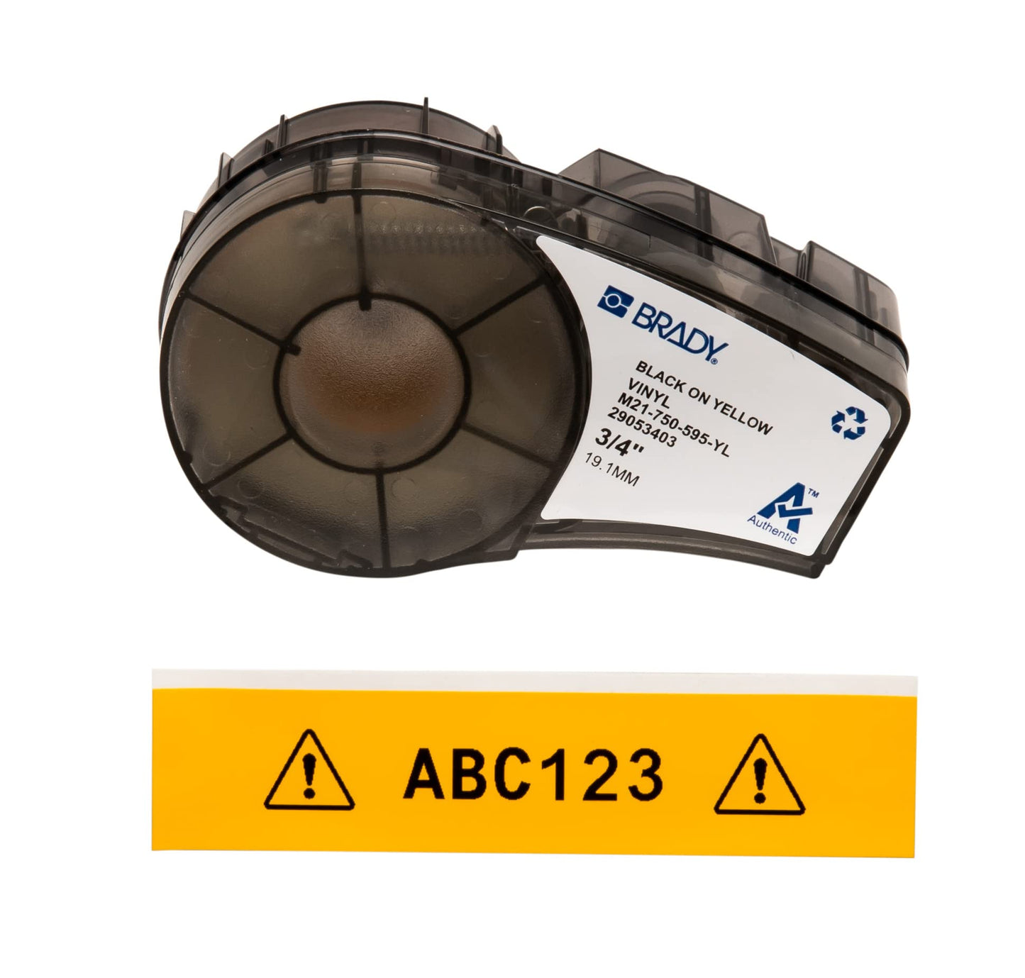 Brady Authentic (M21-750-595-WT) All-Weather Vinyl Label for Indoor/Outdoor ID, Lab and Equipment Labeling, Black on White- For M210, M210-LAB, M211, BMP21-PLUS and BMP21-LAB Printers, .75" W 21' L