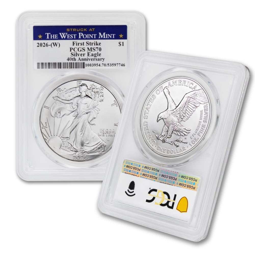 2026 (W) 1 oz American Silver Eagle Coin MS-70 (First Strike - 40th Anniversary - Struck at the West Point Mint) $1 PCGS MS70