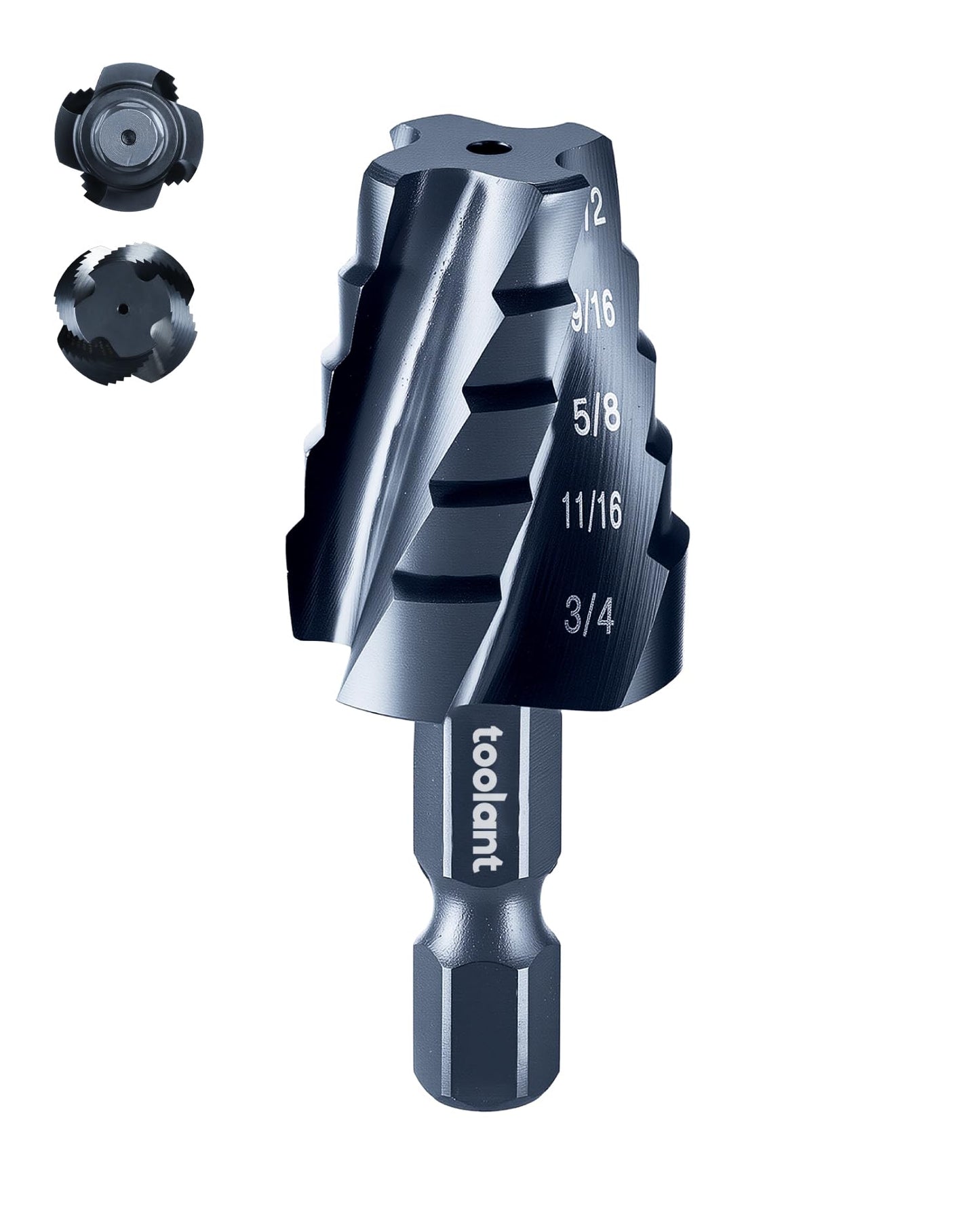 toolant Mini Step Drill Bit, 3PCS Set (1/8"-3/4"), 1/4" Hex Shank, Only 1” Short Drill Body for Extremely Tiny Spaces, M2 HSS & Nitriding Coating, Includes Carabiner & Quick-Release Couplers