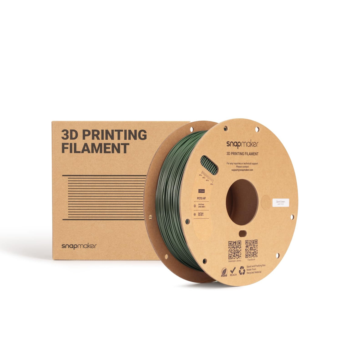 Snapmaker PETG Filament 1.75mm,PETG HF 3D Printer Filament 1kg(2.2lbs)