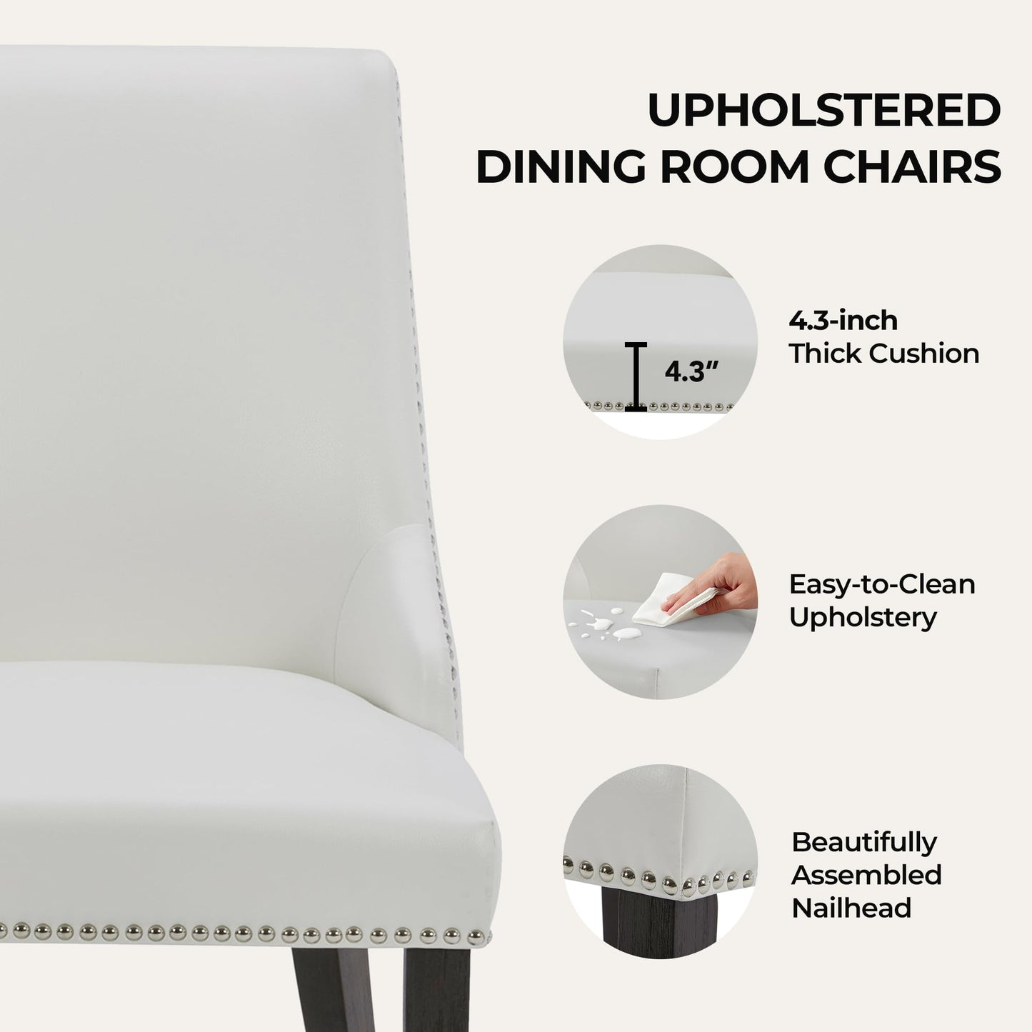 CHITA Modern High Back Dining Room Chairs Set of 2, Farmhouse Upholstered Dining Chairs, Fabric in Linen