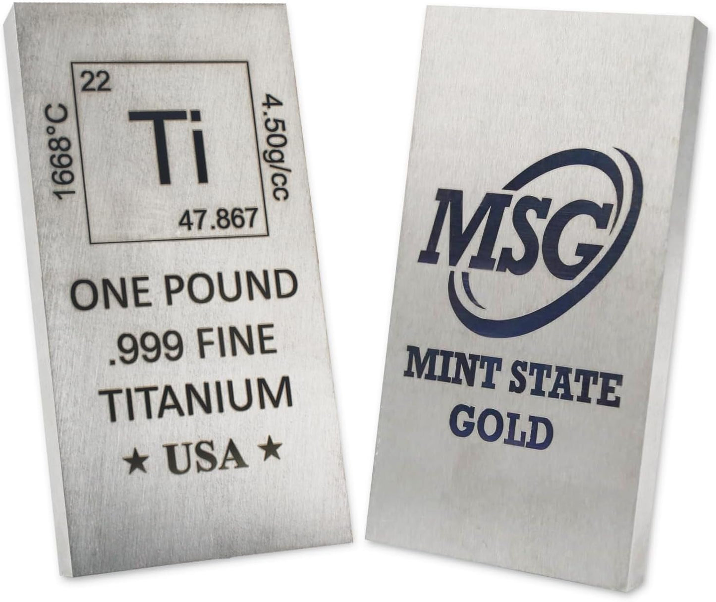1 lb Titanium Bar Bullion Paperweight - .999 Fine Chemistry Design with Certificate of Authenticity (1 Pound) by Mint State Gold