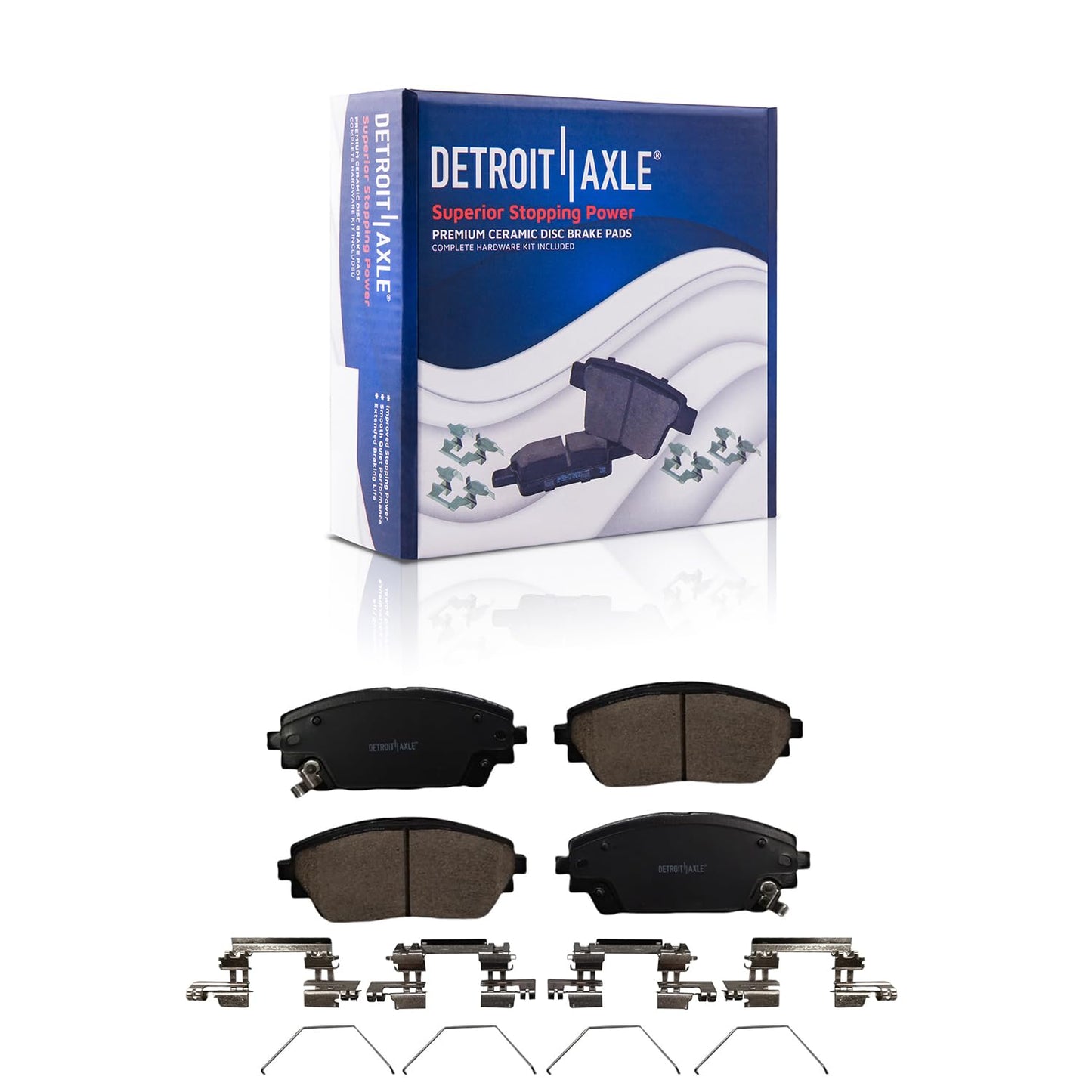 Detroit Axle - Rear Brake Pads for 2019-2024 Chevy Silverado 1500 GMC Sierra 1500, 2021-2024 Tahoe Suburban Yukon XL Cadillac Escalade ESV, Canyon LYRIQ Colorado, Ceramic Brake Pads with Hardware