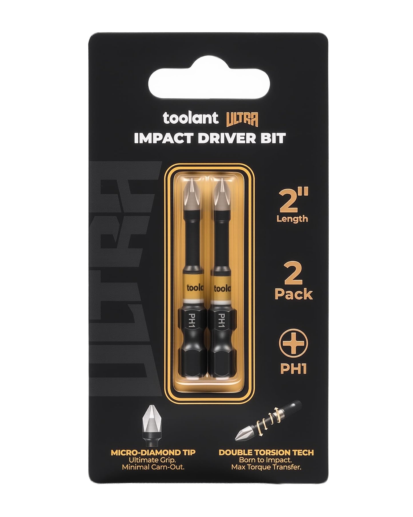 toolant Phillips Impact Screwdriver Bit Set 6 Inch PH2, 2 Pack Magnetic Anti Slip CNC Machined Tips Impact Steel X2 Driver Bit Set for Impact Driver