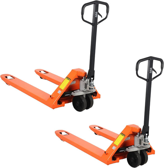 Tory Carrier Hand Pallet Jack 6600lbs Capacity, Pallet Truck 48" Length x 27" Width Fork, Orange-2PCS
