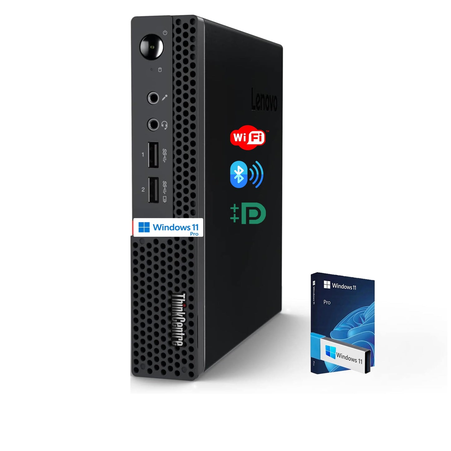 Lenovo Business Mini Desktop PC, AMD Processor, 4GB DDR4 RAM, 128GB PCIe SSD Drive, Dual Display Support, Wi-Fi, Bluetooth, USB & Ethernet Port, Windows 11 Pro, w/Keyboard & Mouse