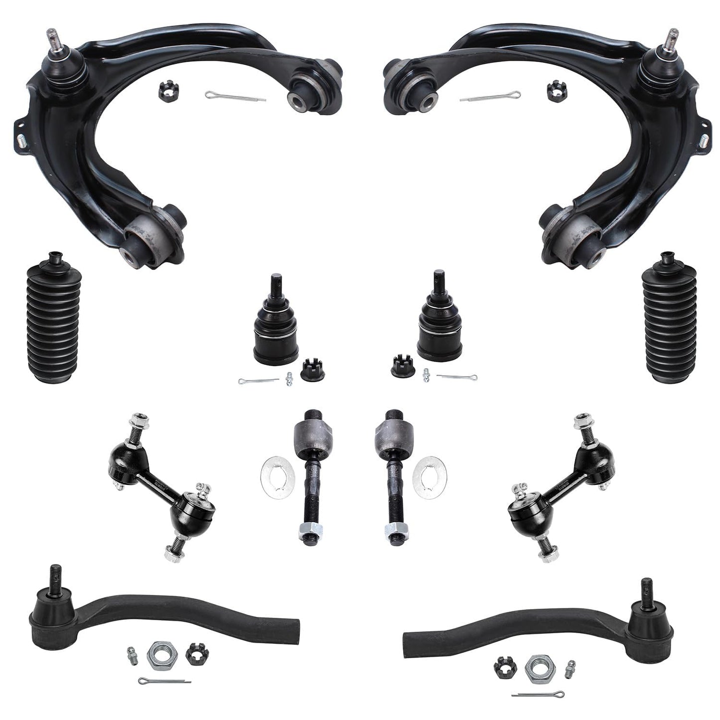Detroit Axle - 12pc Front End Kit for 07-13 Chevy Silverado 1500 GMC Sierra | Suburban Yukon XL 1500 Tahoe Escalade ESV EXT, 2 Upper Control Arms 2 Sway Bars 4 Tie Rods 2 Lower Ball Joints 2 Boots