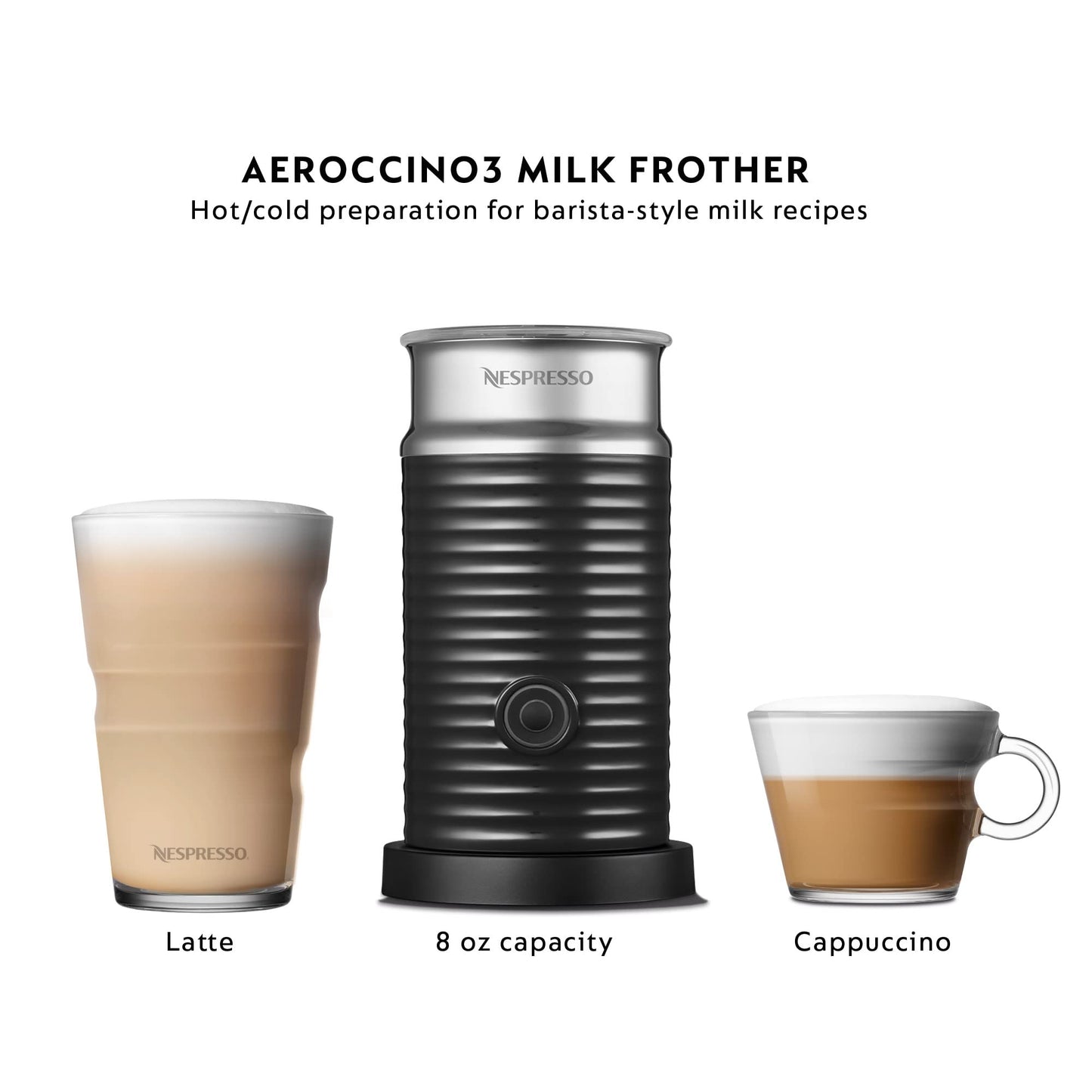 Nespresso Vertuo Pop+ Deluxe Coffee and Espresso Maker by De'Longhi, Black Matte Dark Chrome