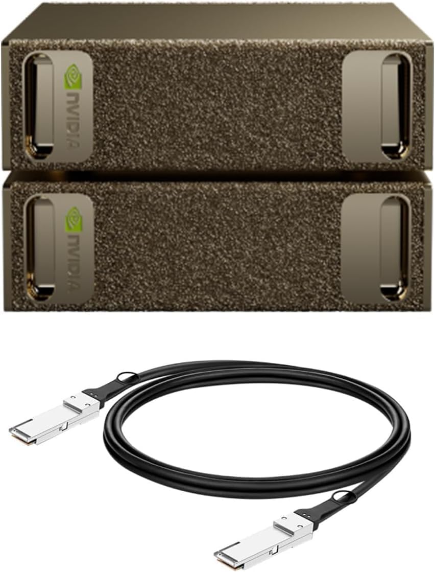 NVIDIA DGX Spark™ 2 Pack with Cable Bundle - Personal AI Desktop Supercomputer – Desktop GB10 Grace Blackwell Chip