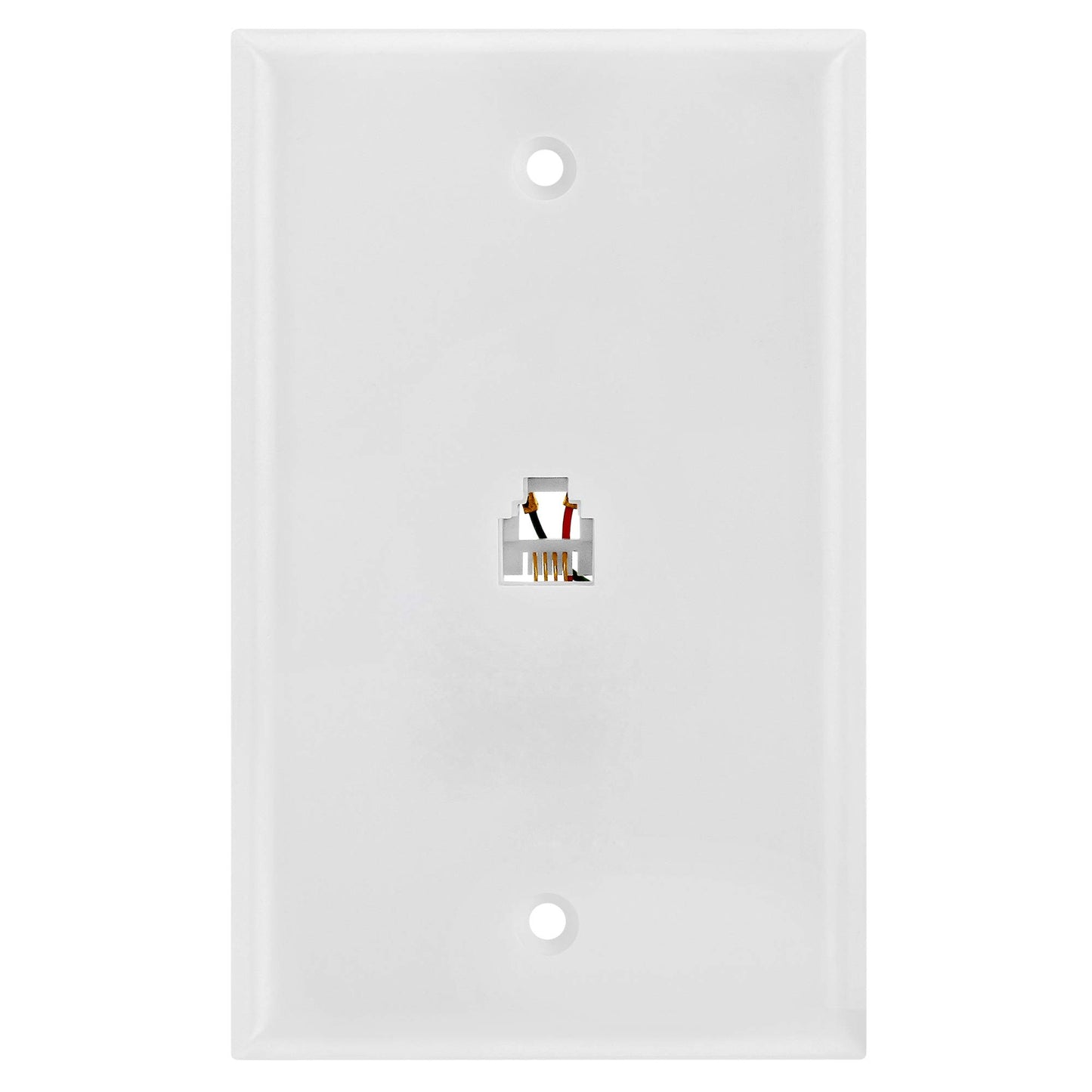 Cmple - Single RJ11 Connector with 6 Conductors Phone Wall Plate Jack 6P6C Telephone Single Jack Wallplate with Screws