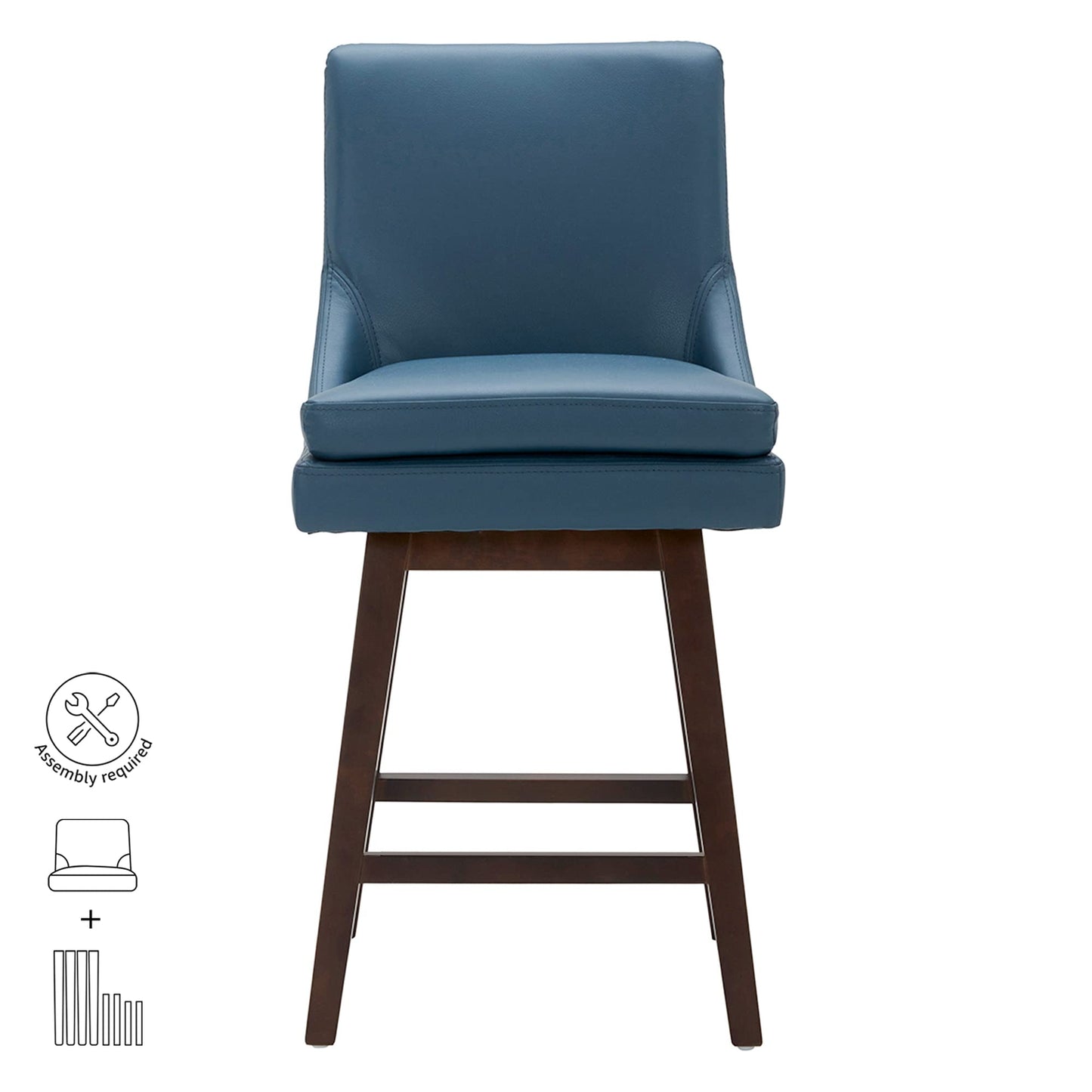 CHITA Bar Height Swivel Barstool with Back Set of 2, FSC Certified Upholstered Bar Stool, 30.7" H Seat Height, Fabric in Ivory