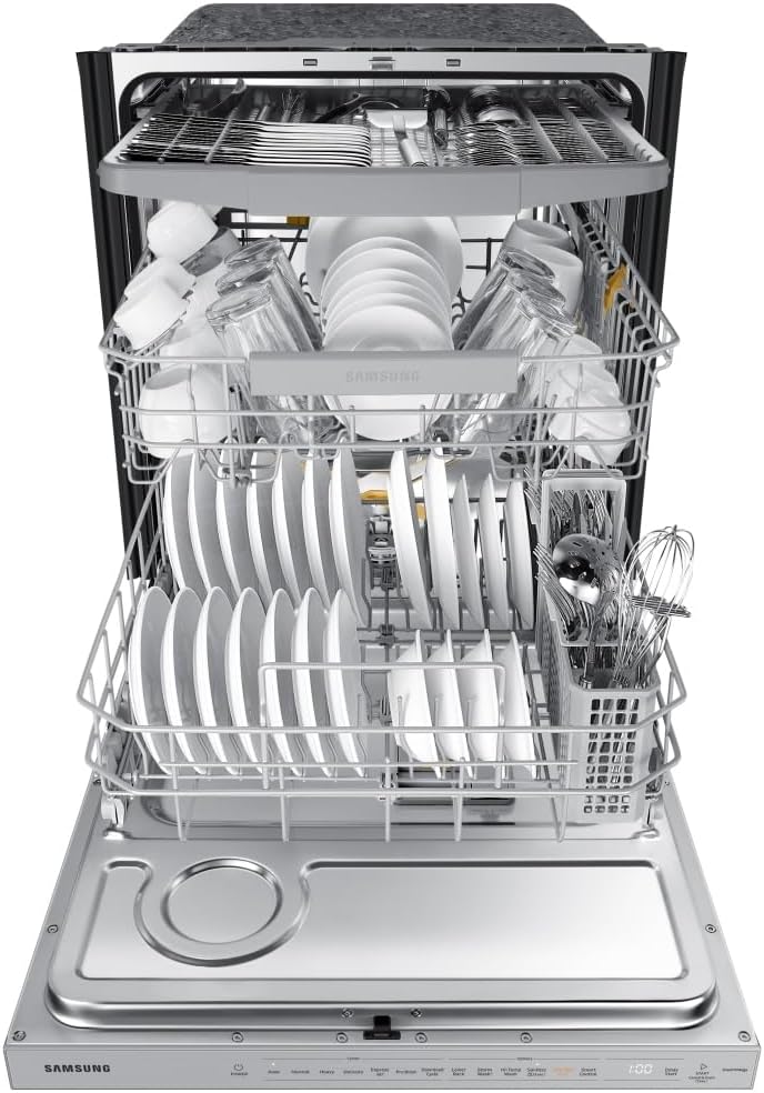 Samsung Bespoke Smart 42 dBA Dishwasher with 3rd Rack and StormWash+, Stainless Steel, DW80B7070US/AA