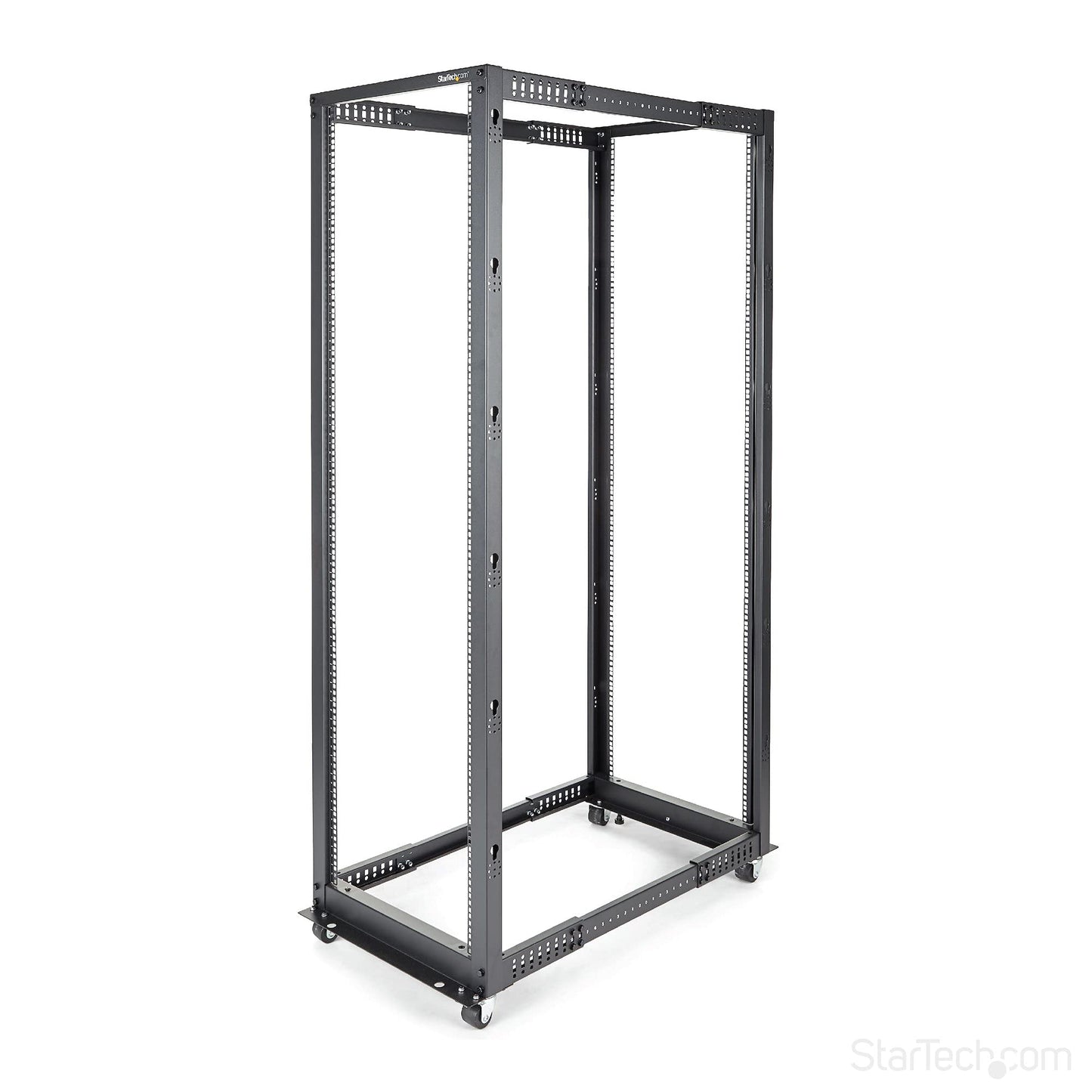 StarTech 25U 4-Post Server Rack, 19in Open Frame Rack with 40in (101cm) Mounting Depth and 1200lb (544kg) Weight Capacity, Mobile or Floor Mount IT Rack