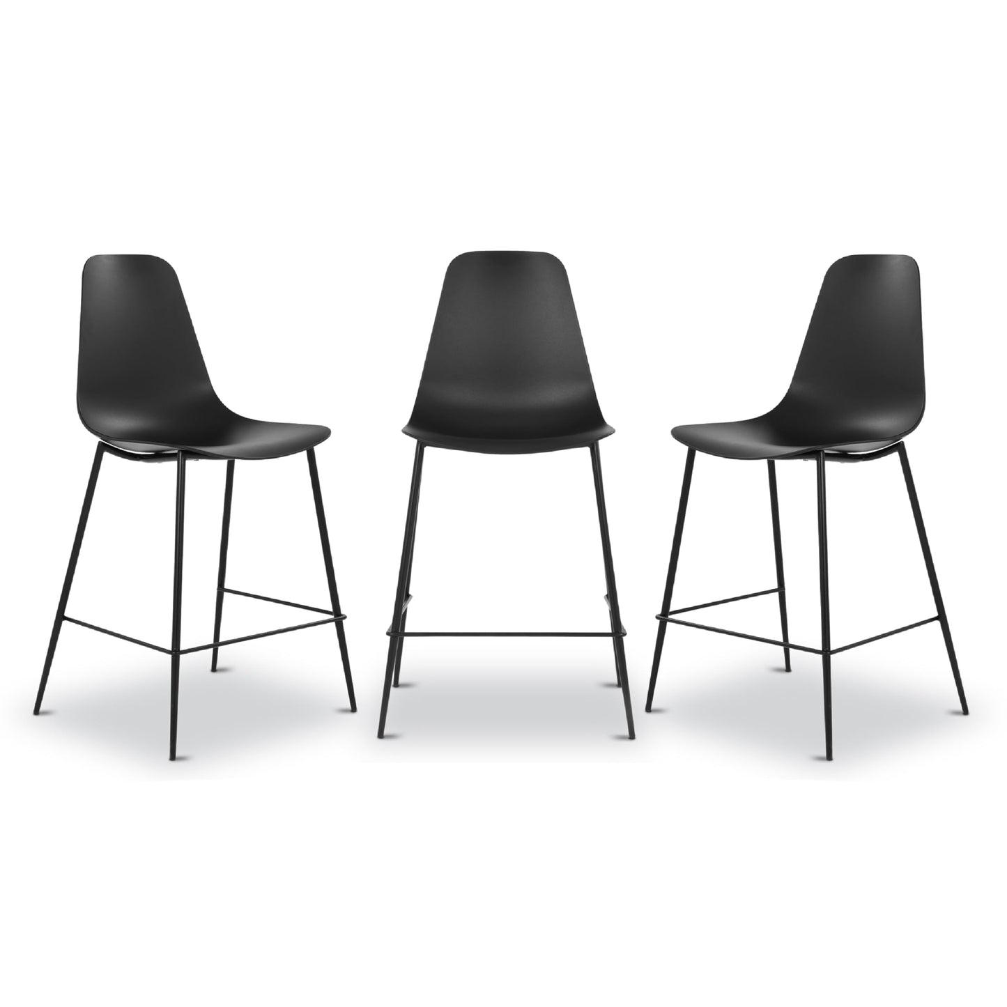 POLY & BARK Isla Modern Dining Chairs Set of 4 – Mid Century Modern Plastic Dining Chair with Metal Legs – Kitchen & Dining Room Chairs – Indoor/Outdoor – White