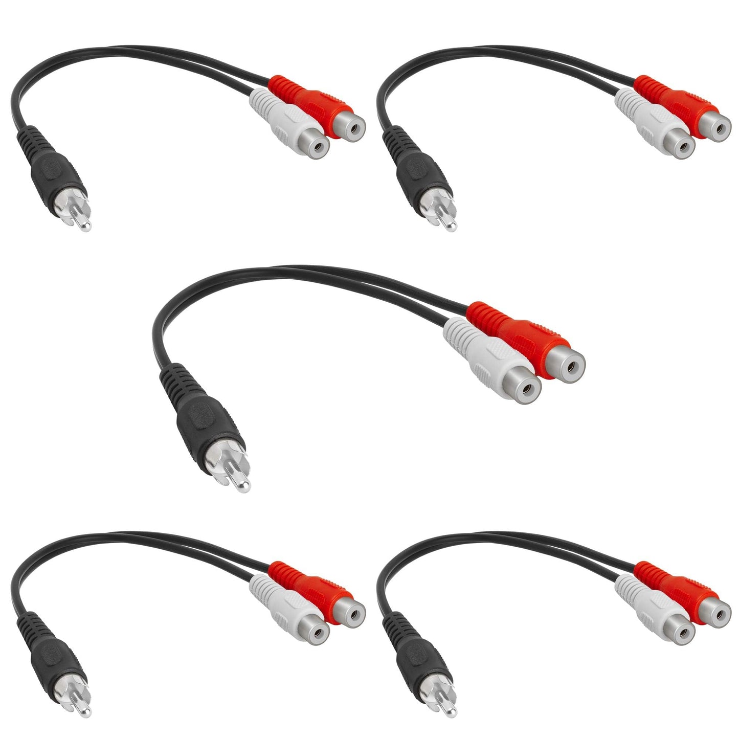 Cmple - 2 RCA Male to 1 RCA Female Stereo Audio Y-Cable, 2 RCA Plugs to 1 x RCA Jack Y-Adapter Subwoofer Cable, Gold Pla
