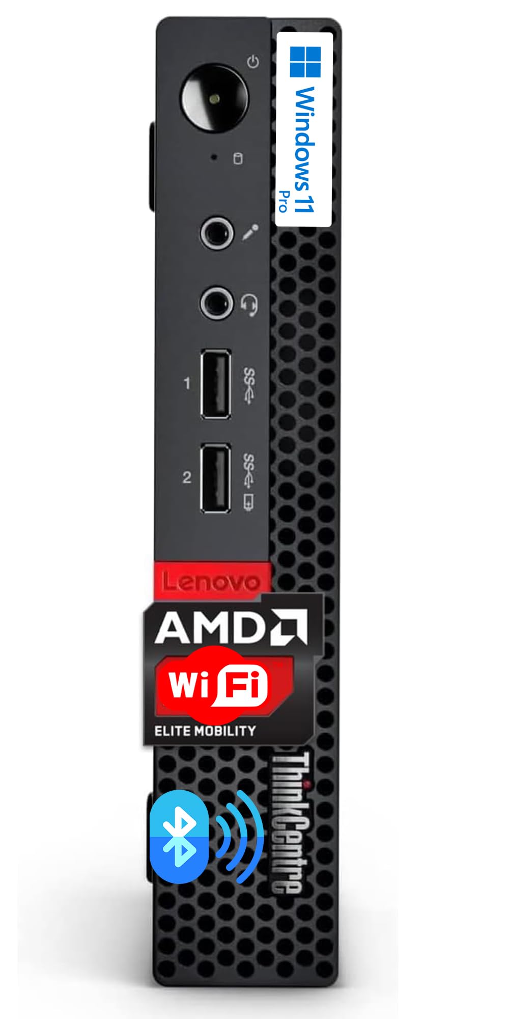 Lenovo Business Mini Desktop PC, AMD Processor, 4GB DDR4 RAM, 128GB PCIe SSD Drive, Dual Display Support, Wi-Fi, Bluetooth, USB & Ethernet Port, Windows 11 Pro, w/Keyboard & Mouse
