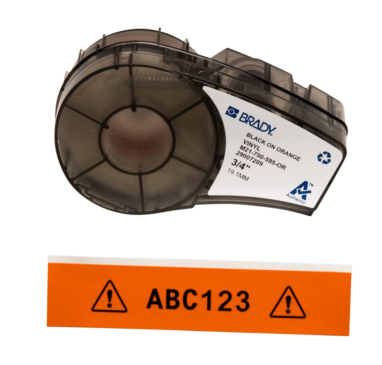 Brady Authentic (M21-750-595-WT) All-Weather Vinyl Label for Indoor/Outdoor ID, Lab and Equipment Labeling, Black on White- For M210, M210-LAB, M211, BMP21-PLUS and BMP21-LAB Printers, .75" W 21' L